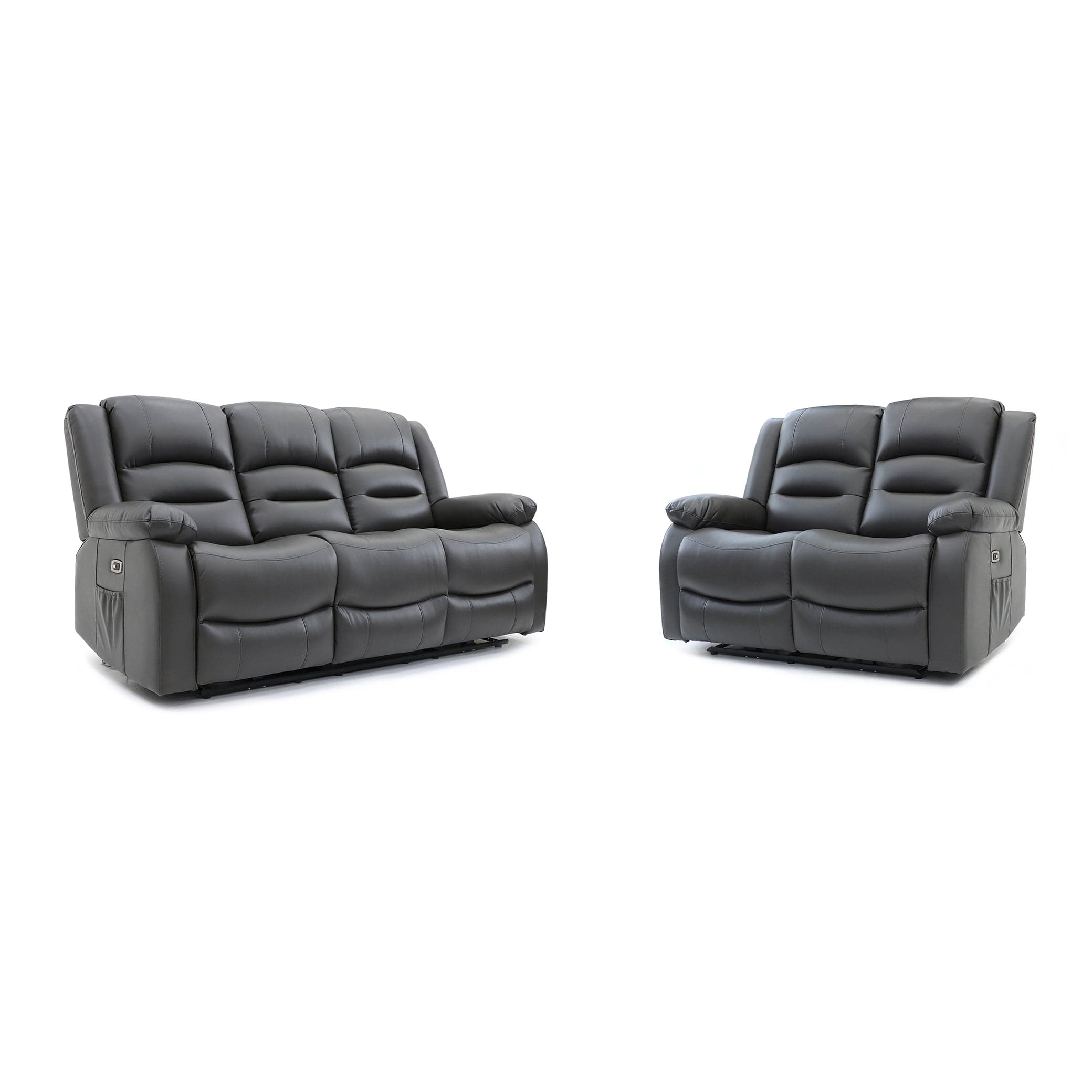 Maya Electric Recliner Sofa Grey Three Plus Two Set - front view (7021289439296)