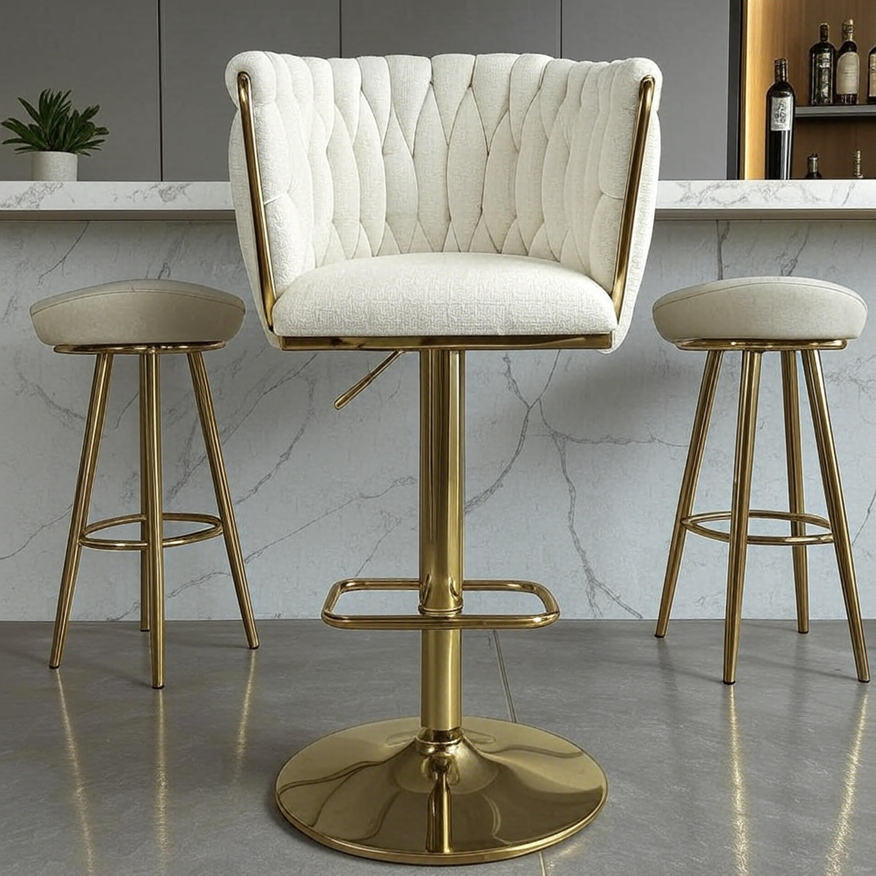 Mayfair Textured Effect Cream Bar Stool