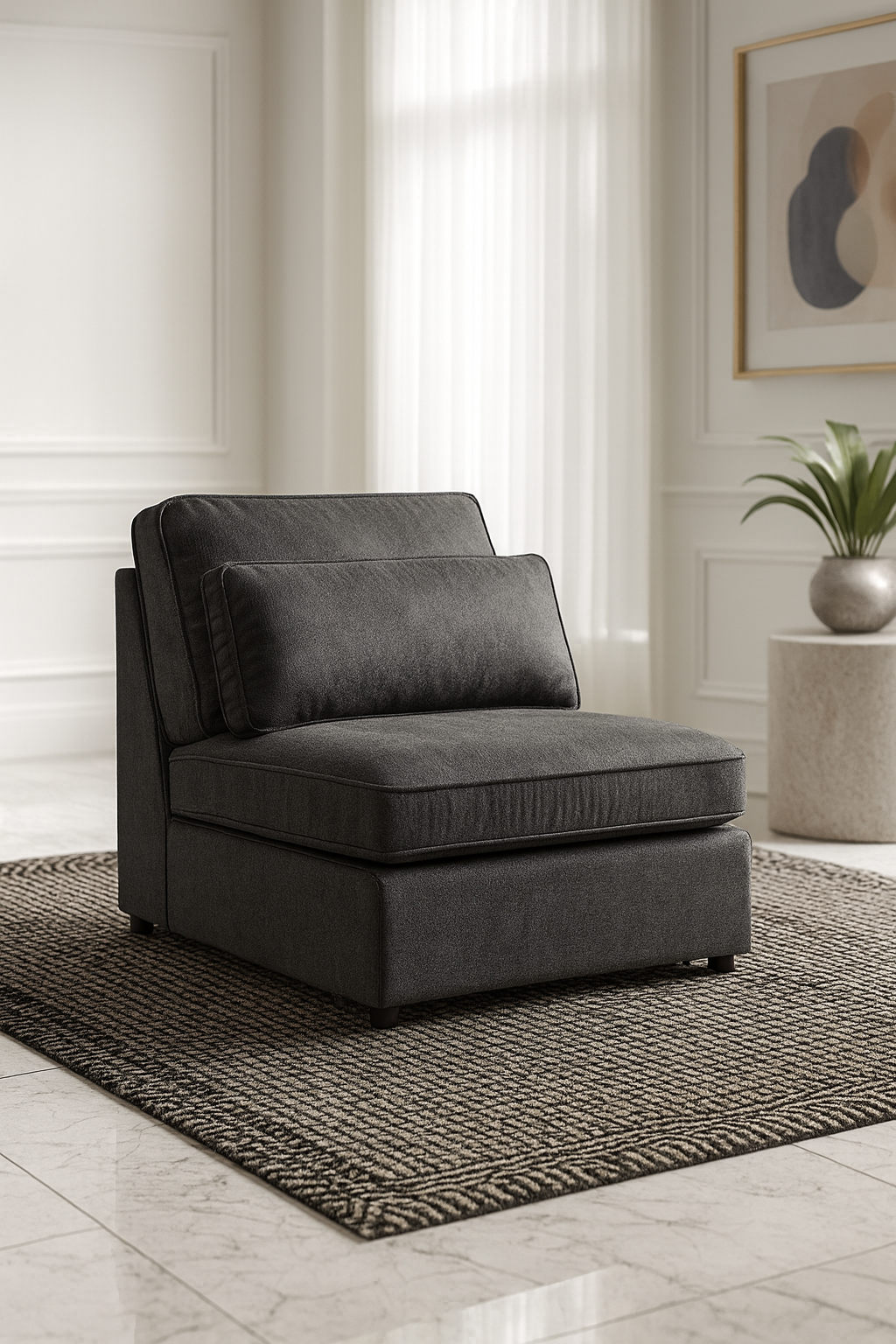 Modena Modular Grey Sofa – Armless Piece (7024761045056)