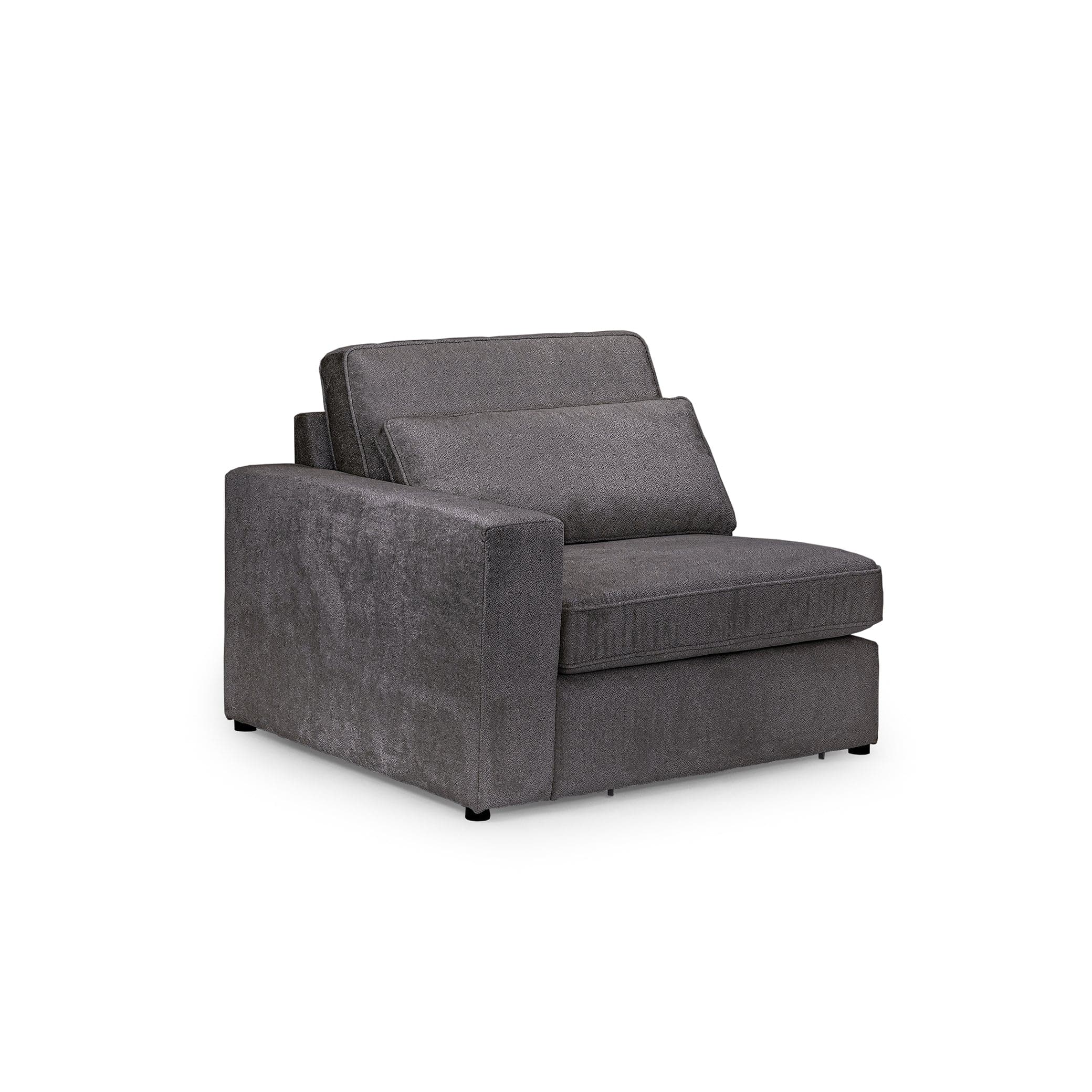 Modena Modular Grey Sofa – Left Hand Arm Piece– front angle view (7024757375040)