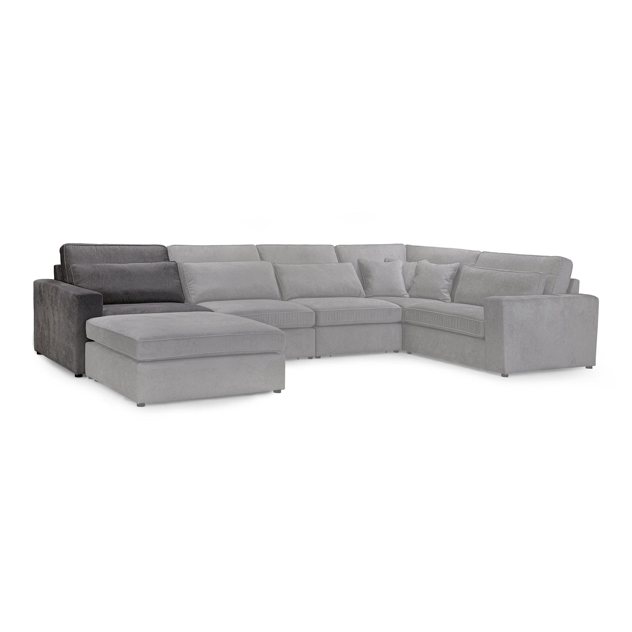 Modena Modular Grey Sofa – Left Hand Arm Piece – side angle view (7024757375040)