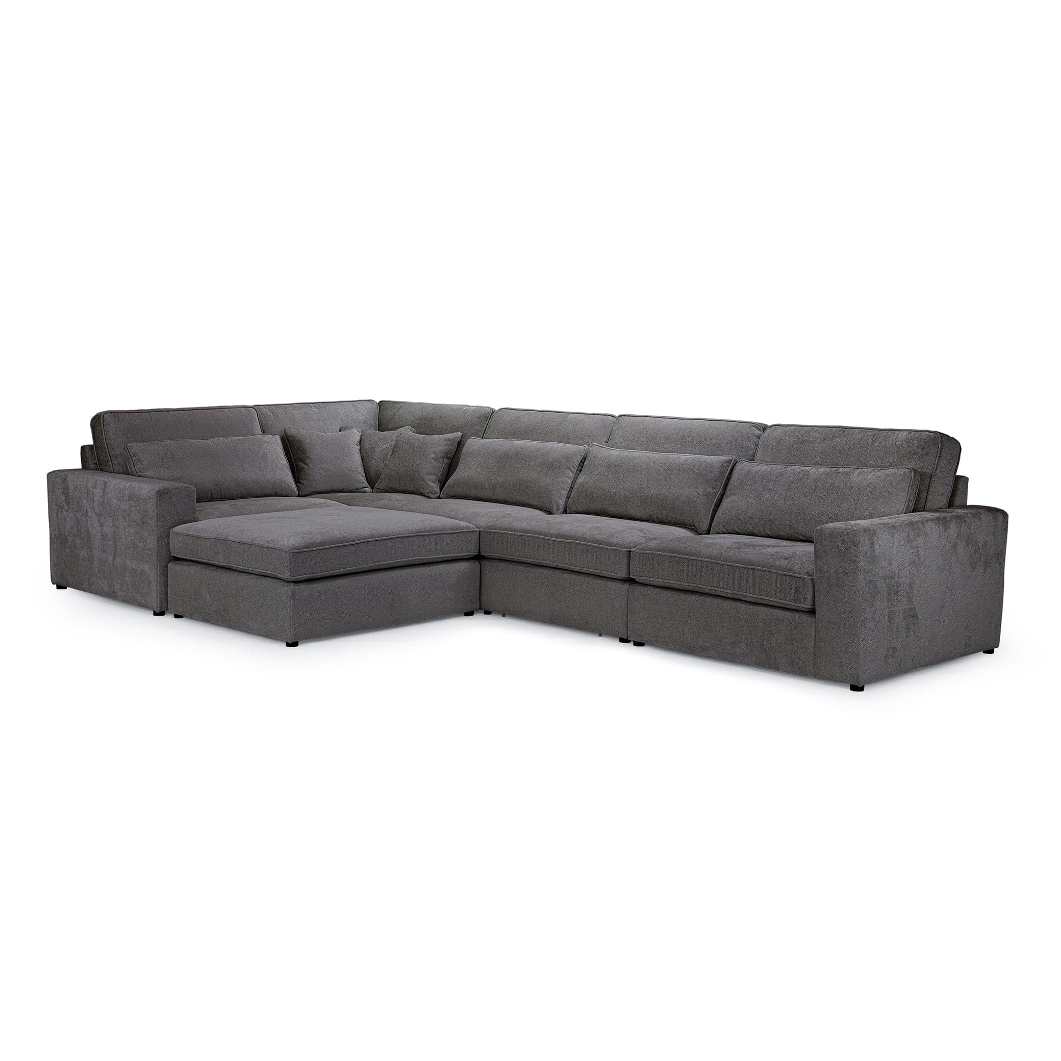 Modena Modular Grey Sofa – Left Hand Facing Corner – front view 2 (7024786833472)