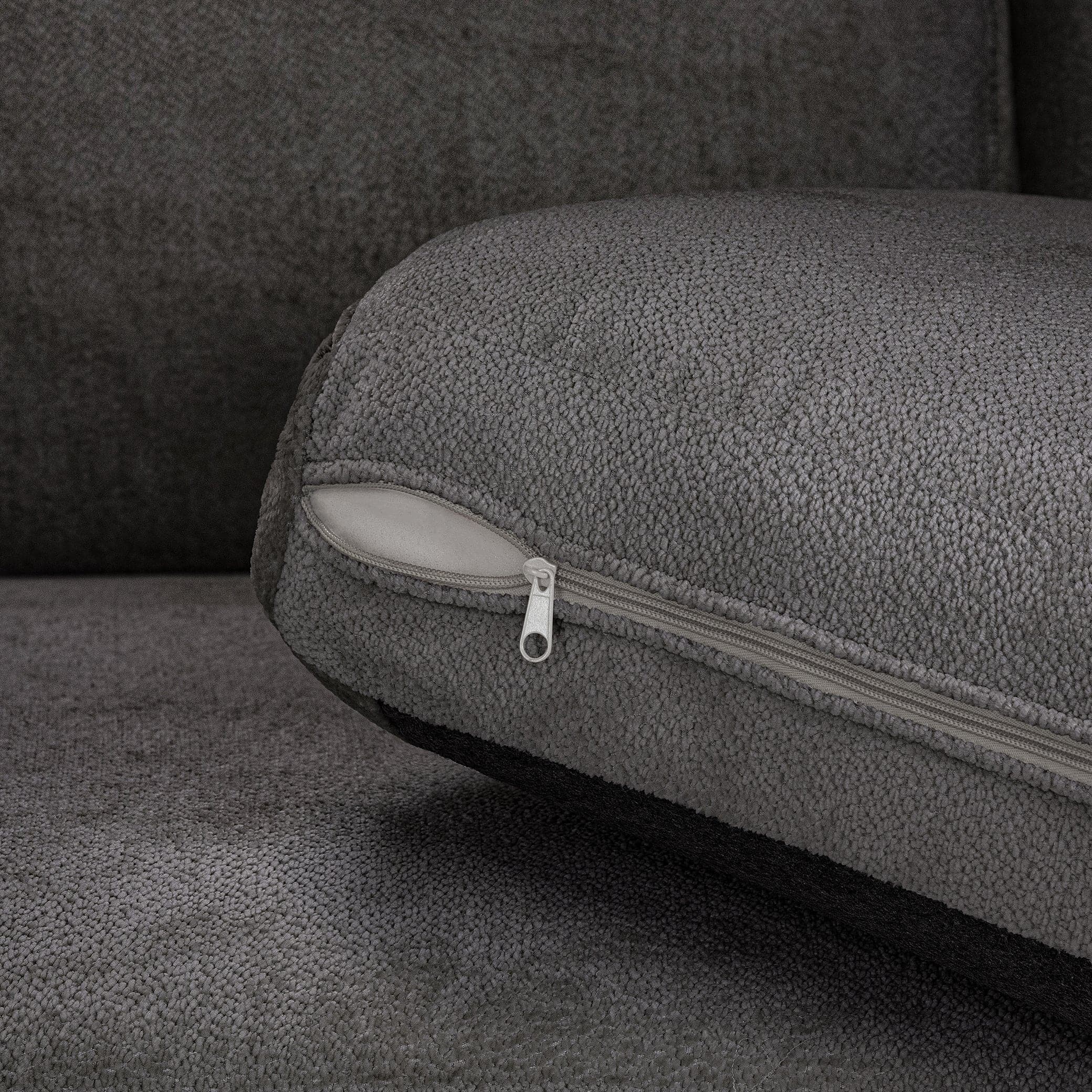 Modena Modular Grey Sofa – Left Hand Facing Corner – zip view (7024786833472)