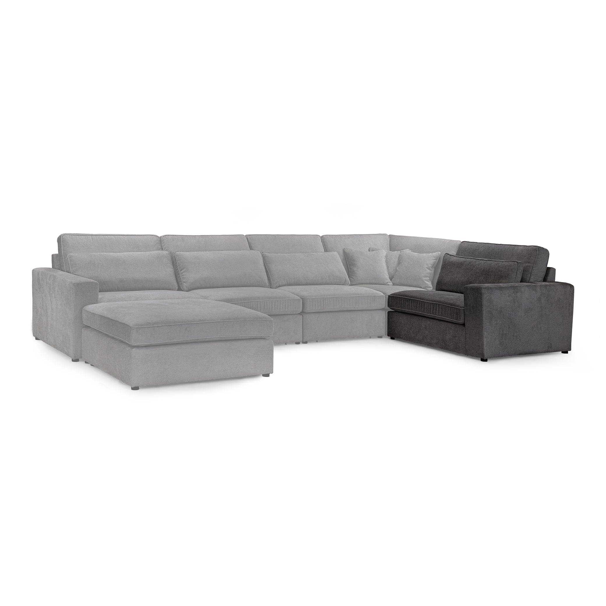 Modena Modular Grey Sofa – Right Hand Arm Piece - angle view (7024759308352)
