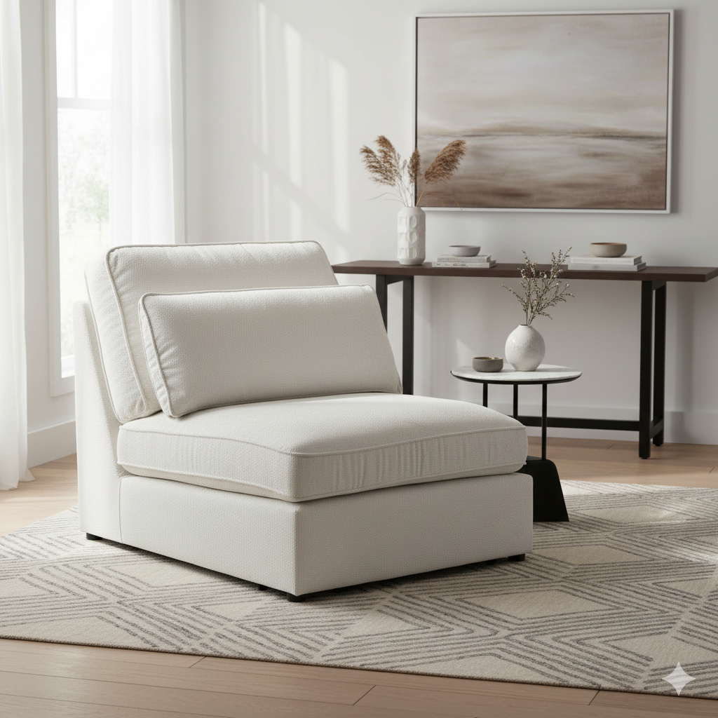 Modena Modular Ivory Sofa – Armless Piece (7024666673216)