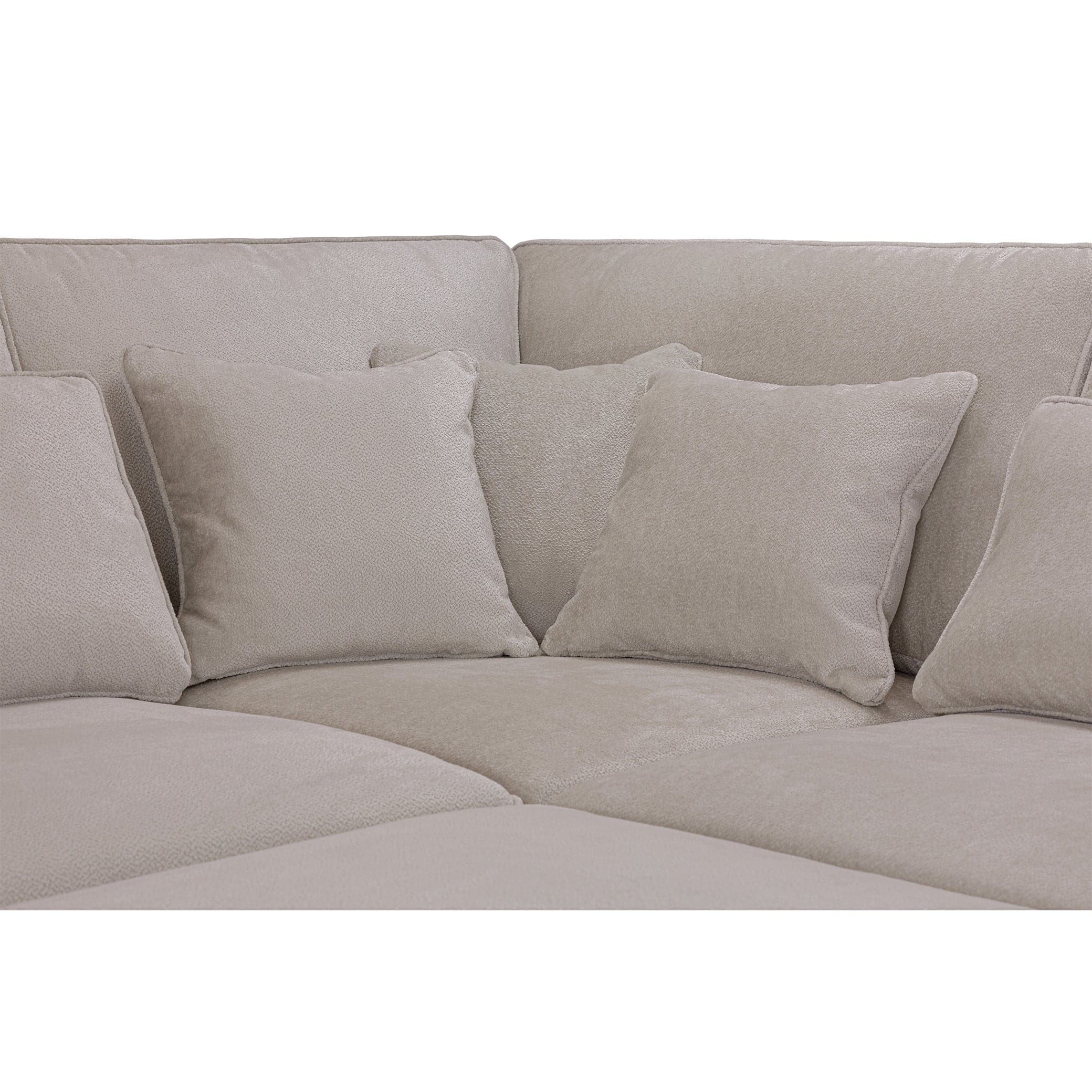 Modena Modular Mocha Right Hand Corner Sofa - close view with cushion (7024776872000) (14699506336122)