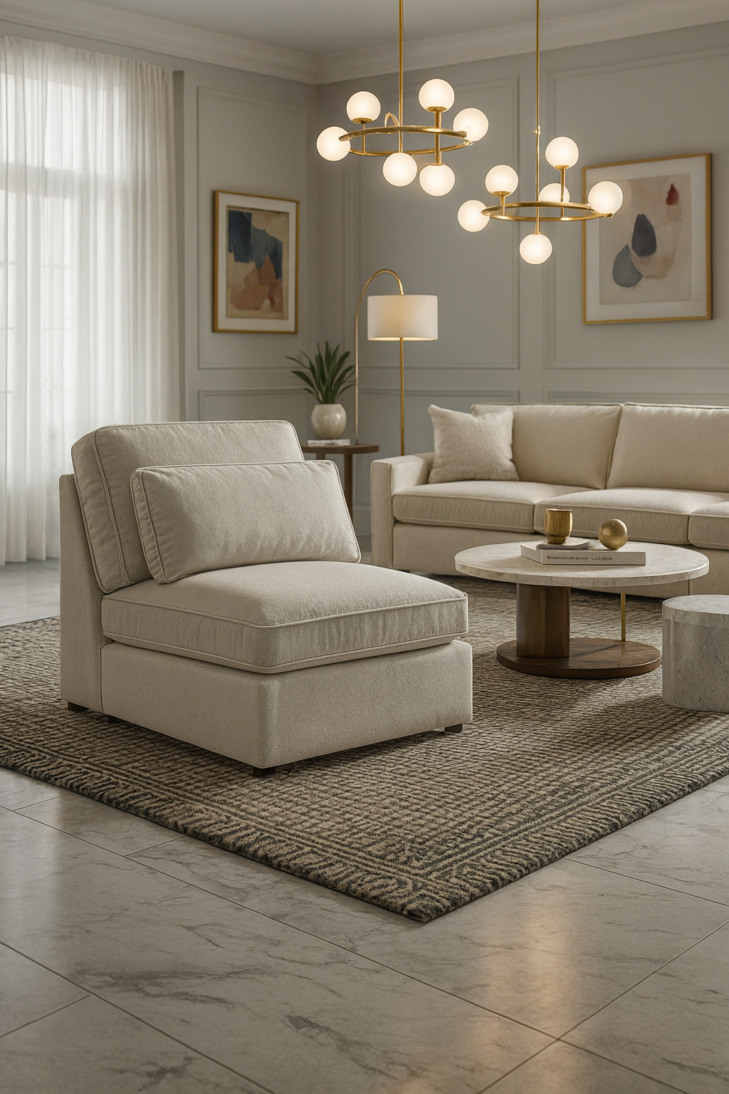 Modena Modular Mocha Sofa – Armless Piece (14699506762106)