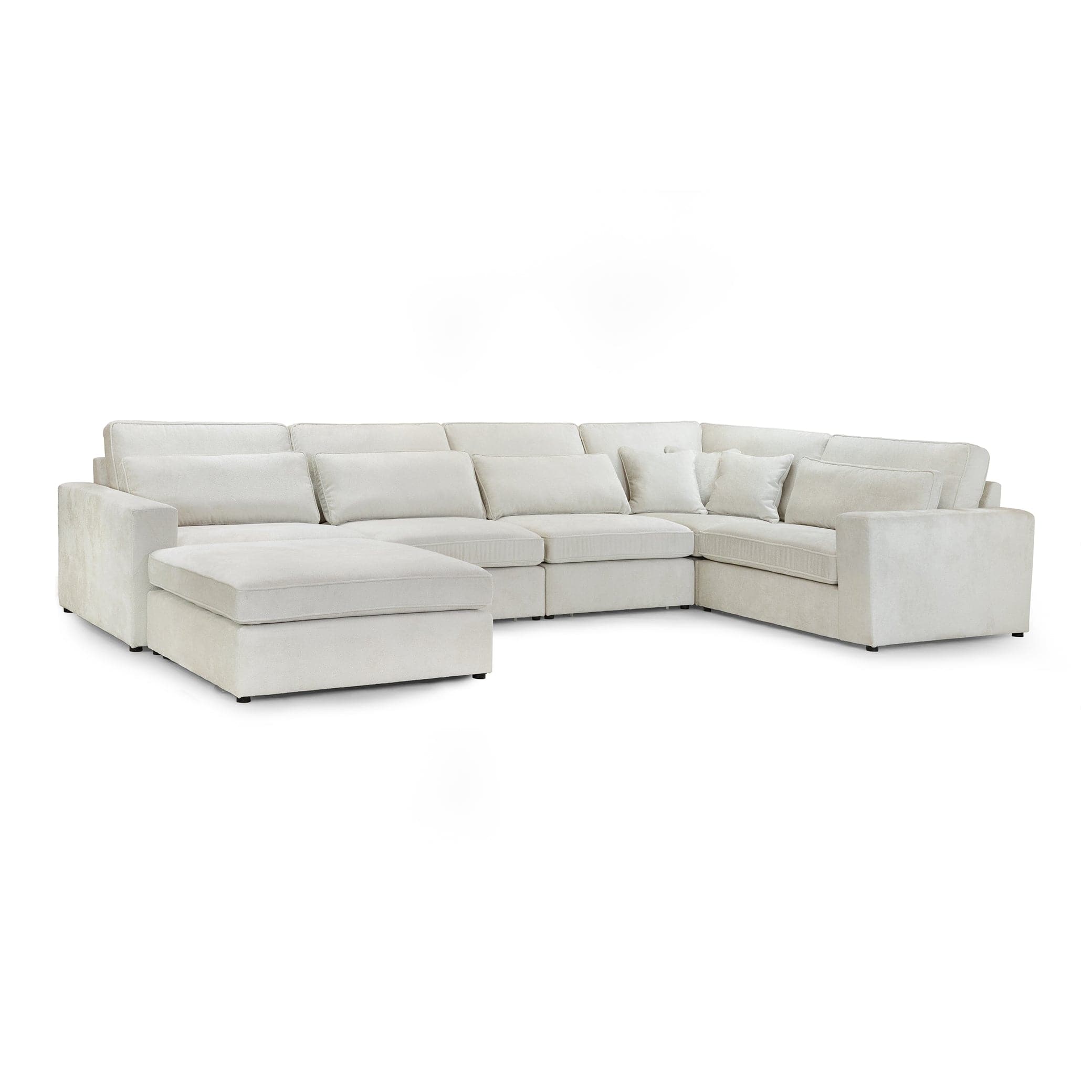 Modena modular ivory corner sofa, right-hand facing – front view 1 (7024772907072)