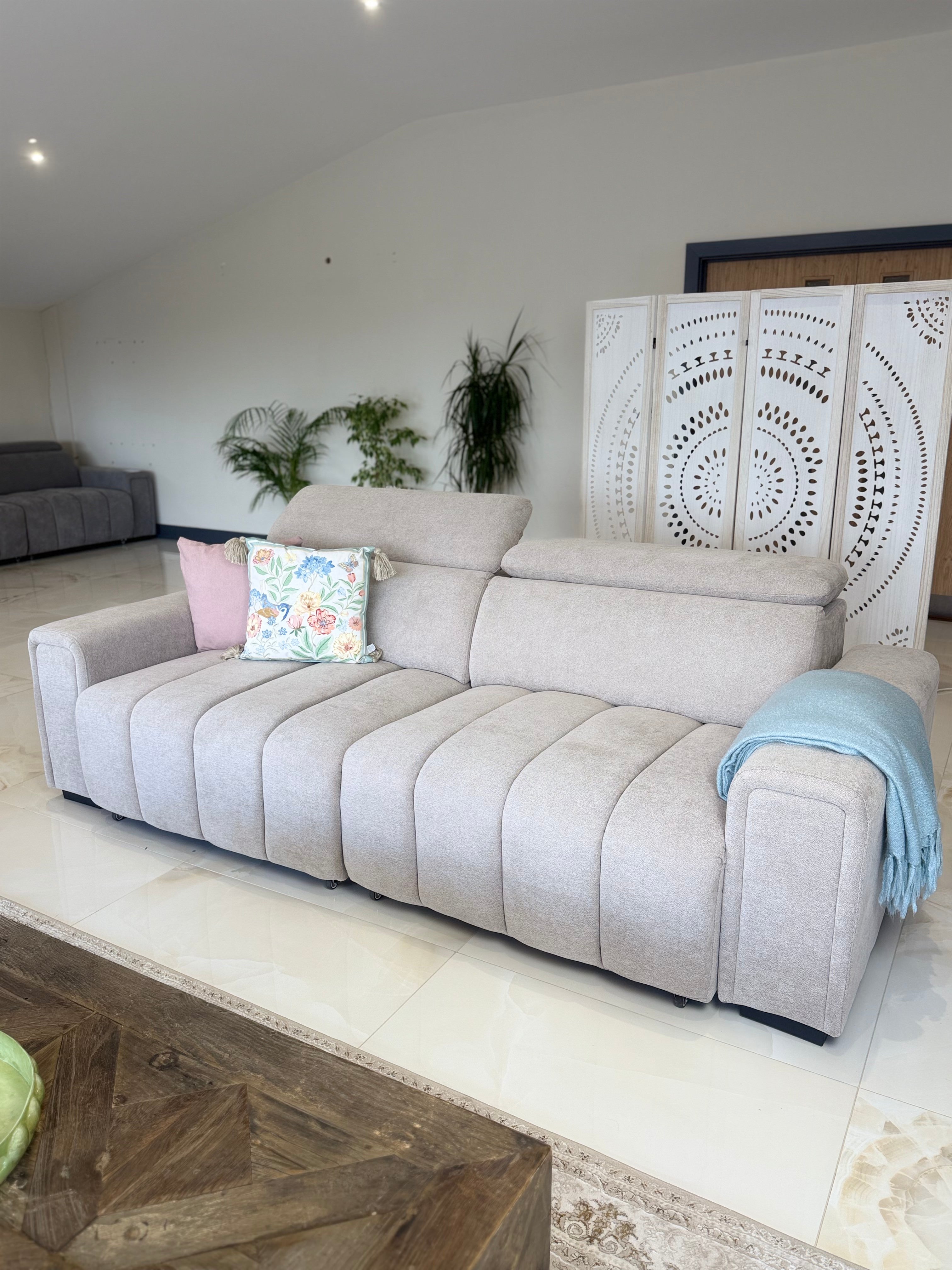 April Electric Sofabed Beige 3 Seater - AMC Furniture