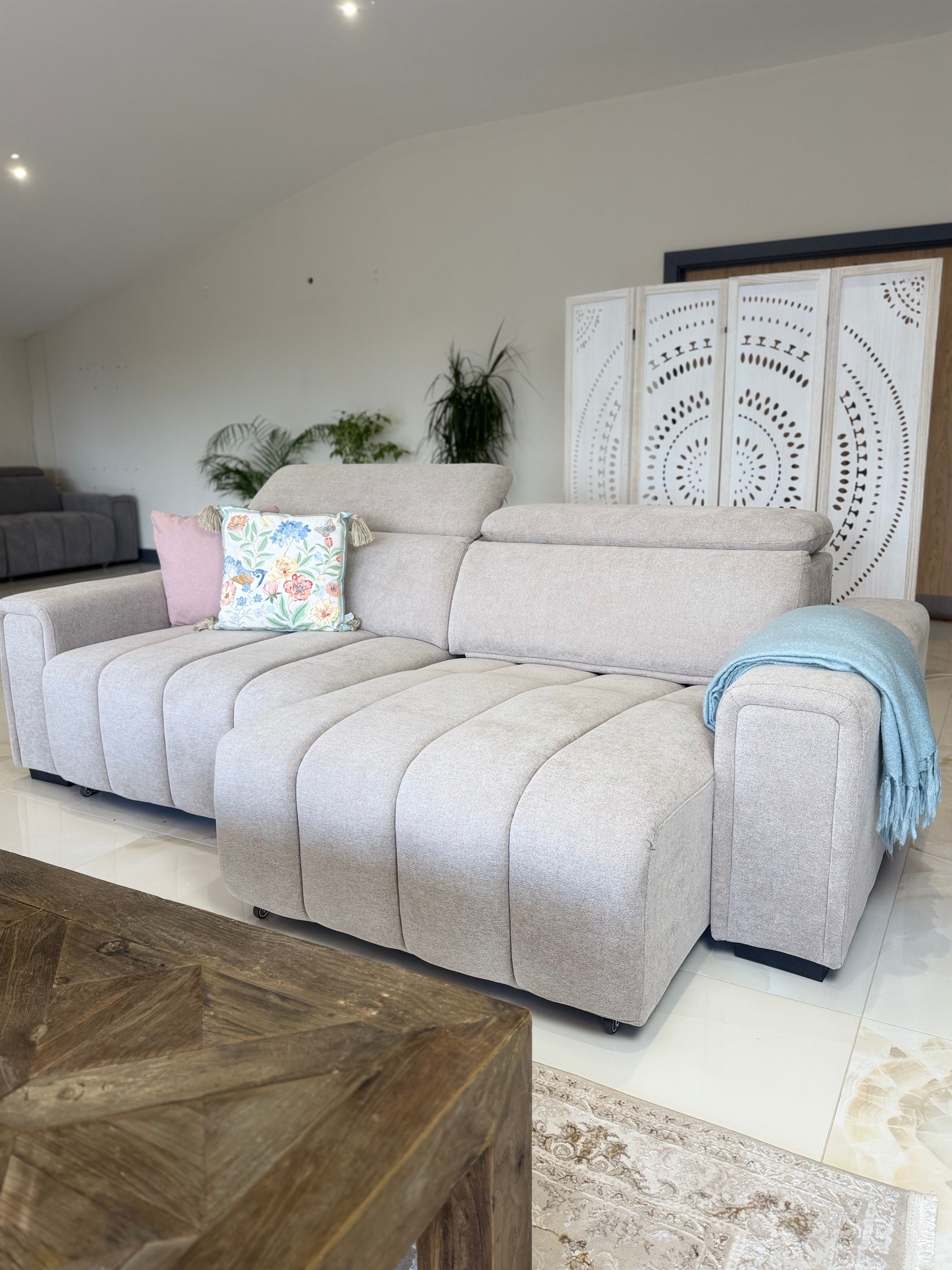 April Electric Sofabed Beige 3 Seater - AMC Furniture