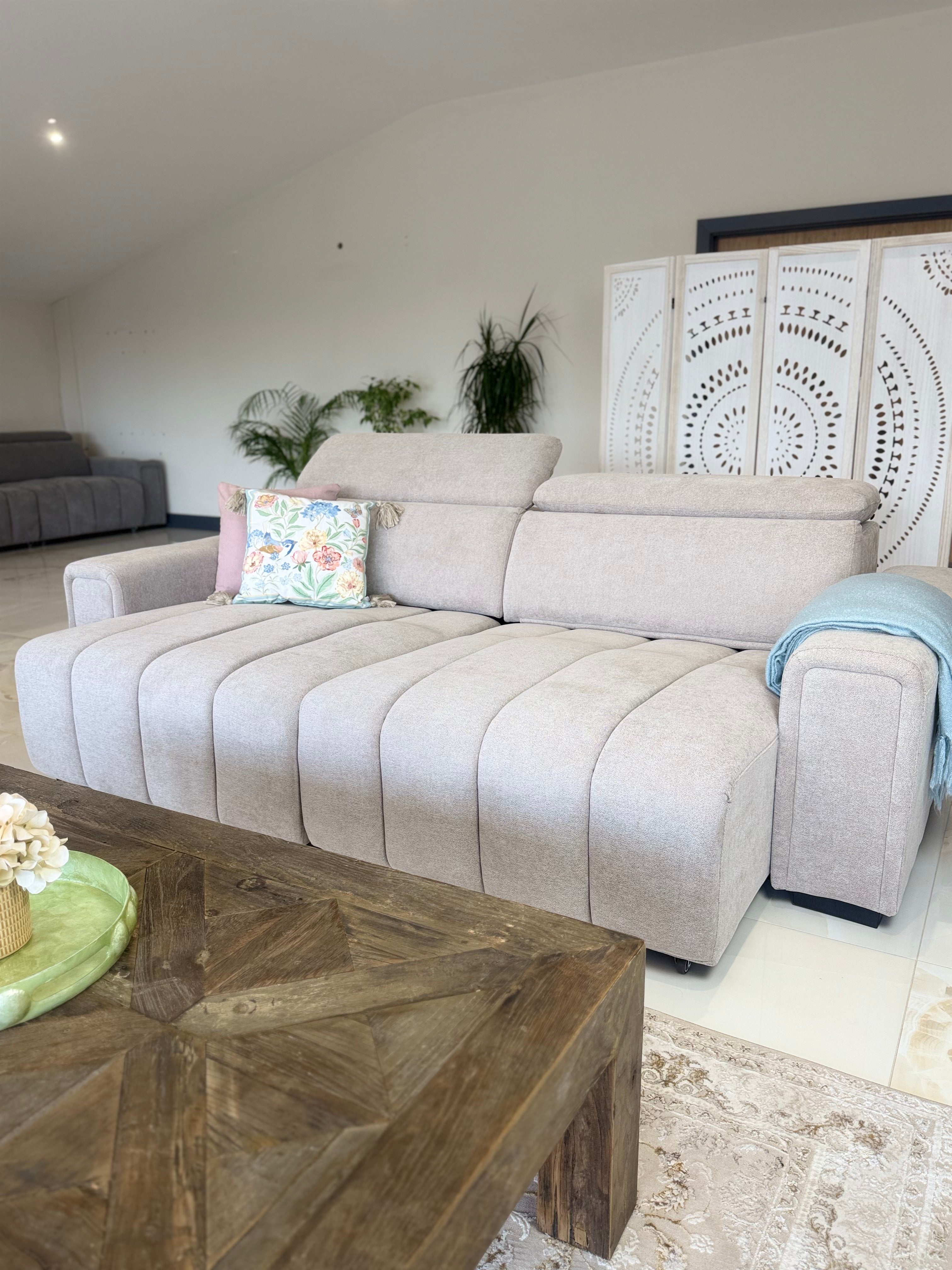 April Electric Sofabed Beige 3 Seater - AMC Furniture