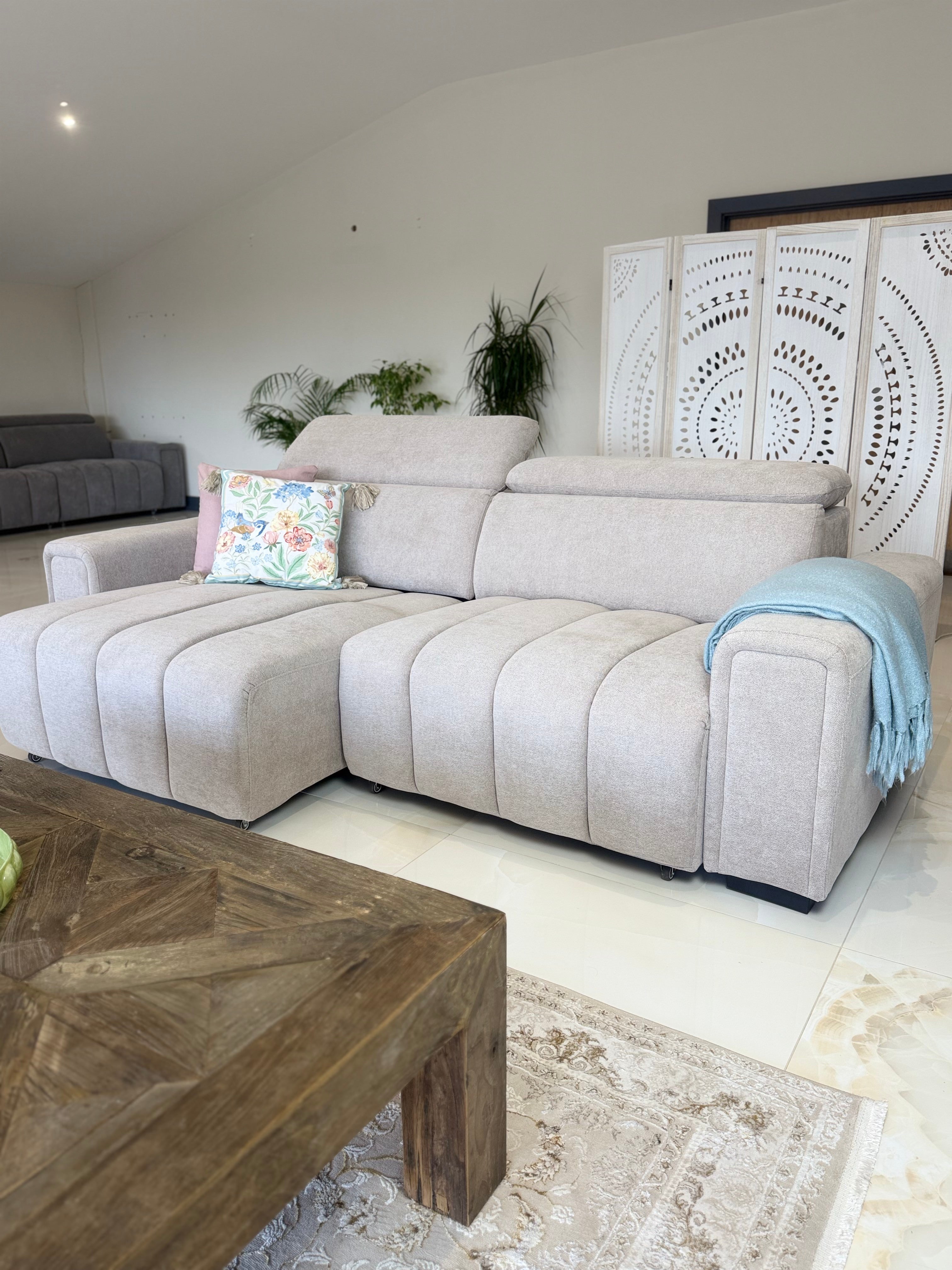 April Electric Sofabed Beige 3 Seater - AMC Furniture