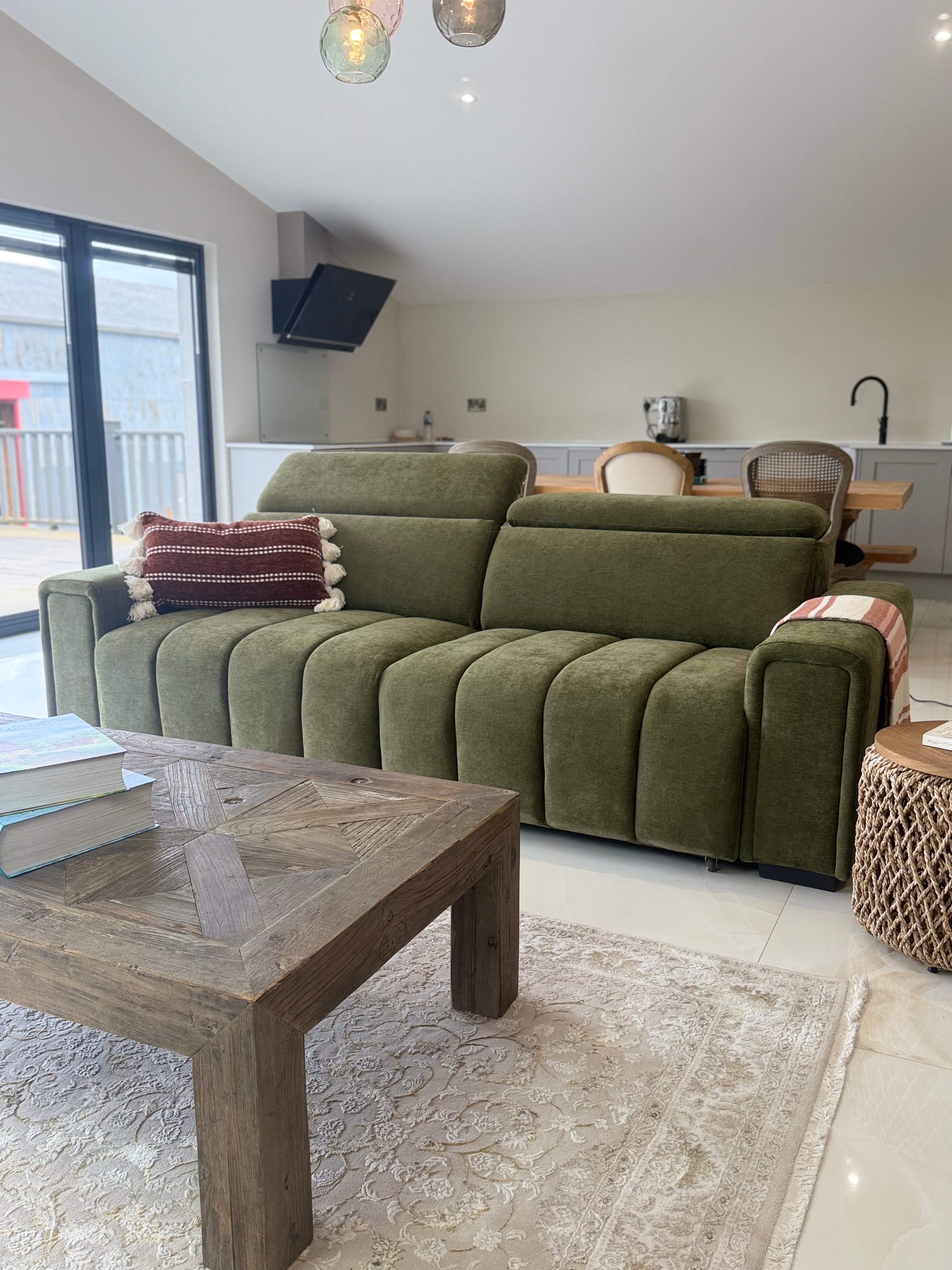 April Electric Sofabed Green 3 Seater - AMC Furniture