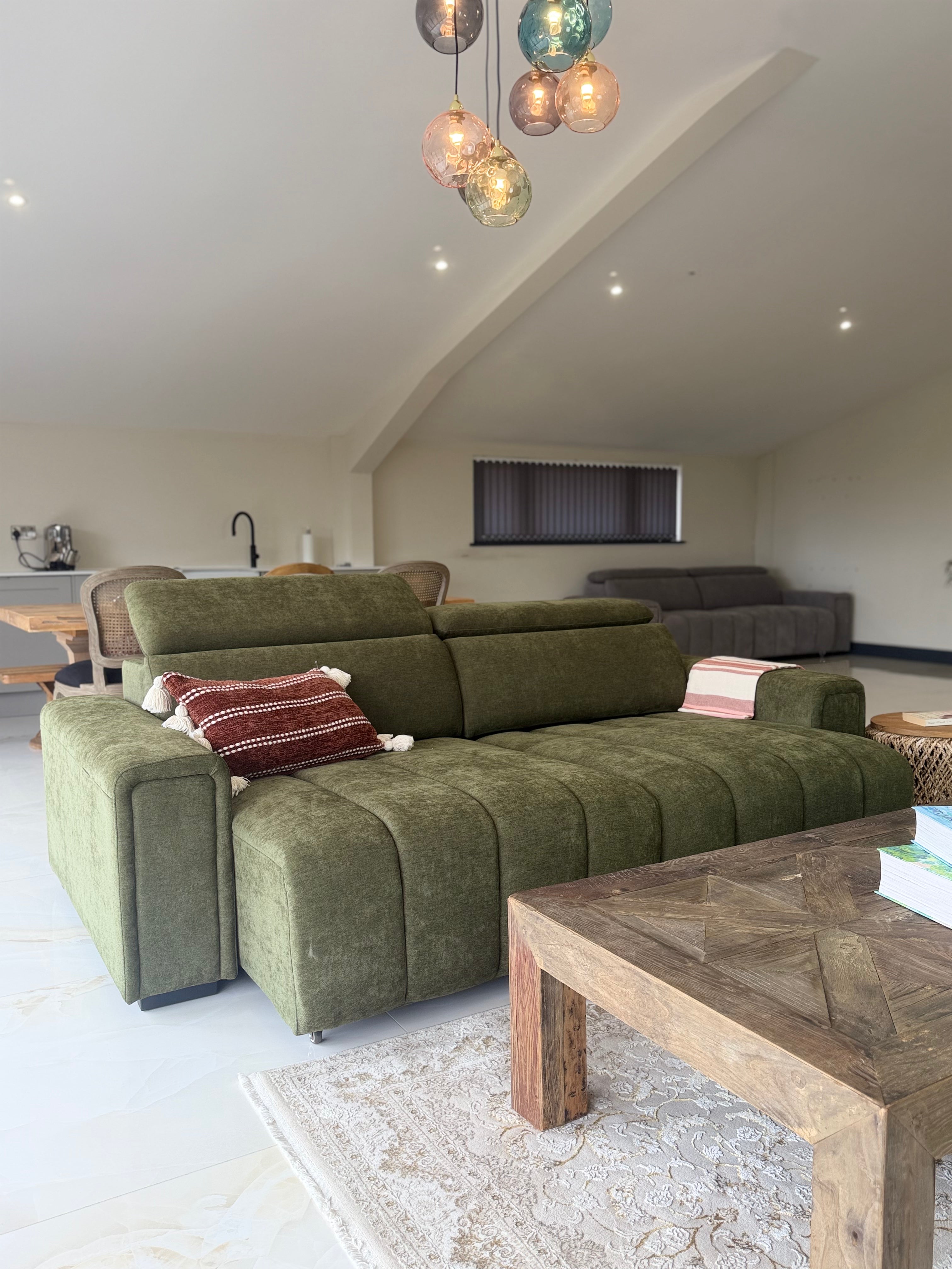 April Electric Sofabed Green 3 Seater - AMC Furniture