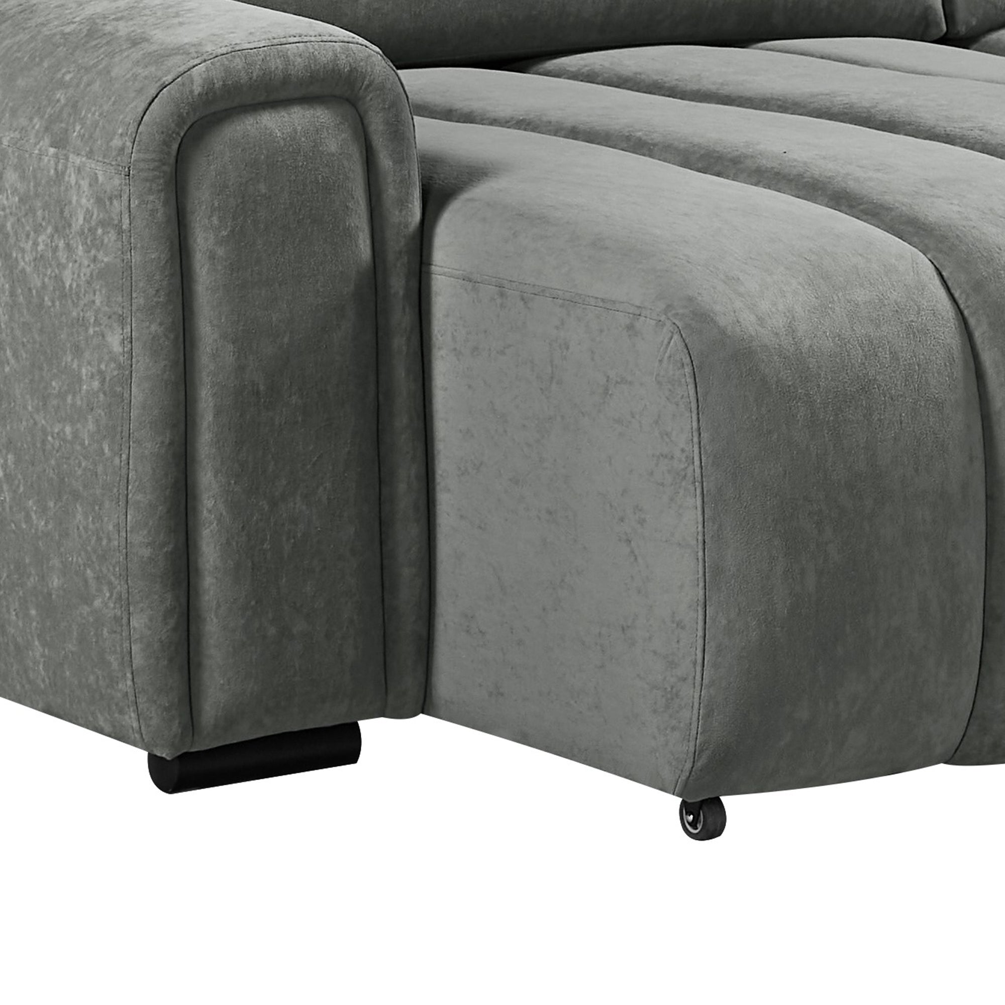 Molly Electric Reclining 3 Seater Sofa in Soft Brushed Suede Effect Grey - bottom view 3 (15376316629370)