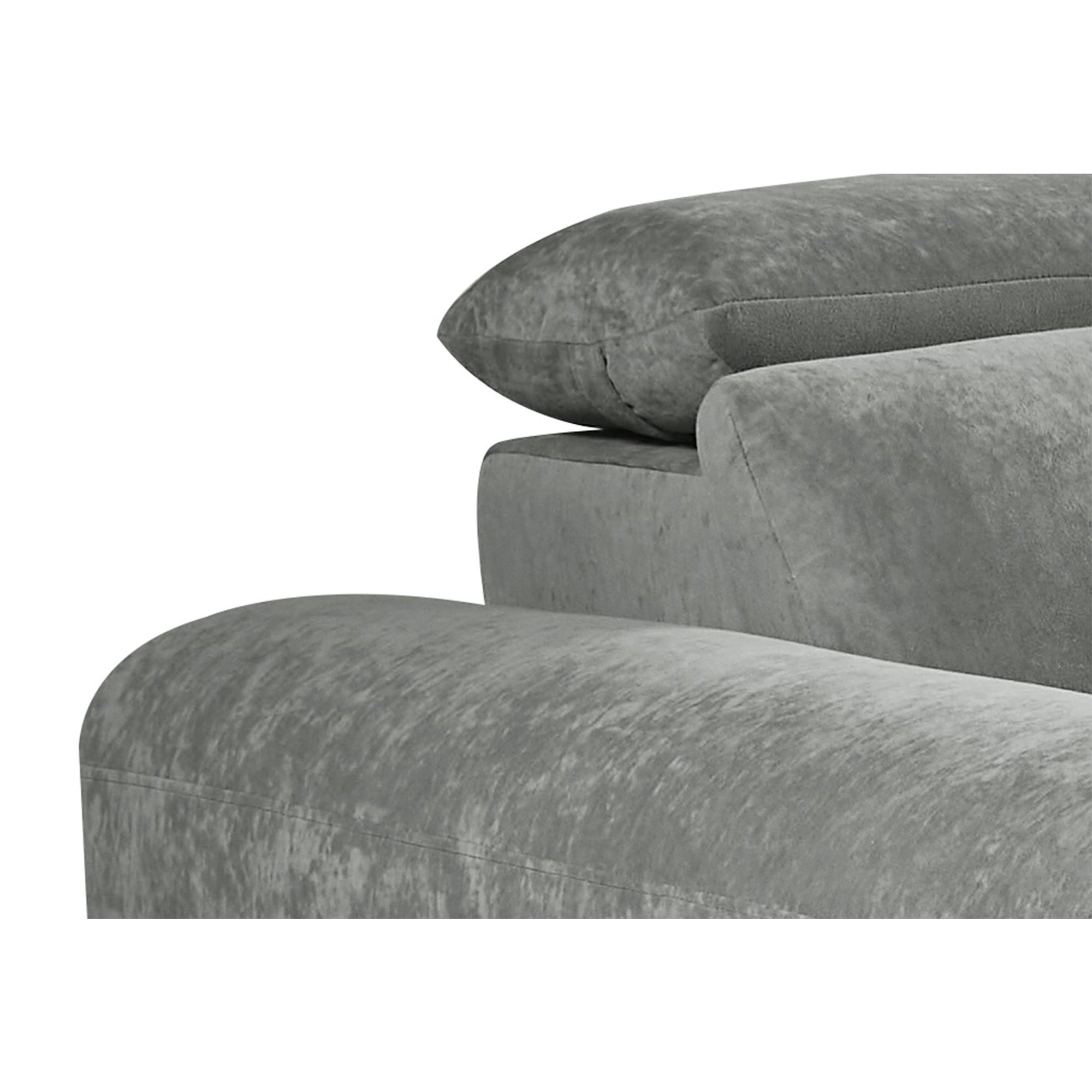 Molly Electric Reclining 3 Seater Sofa in Soft Brushed Suede Effect Grey -armrest side view 2 (15376316629370)