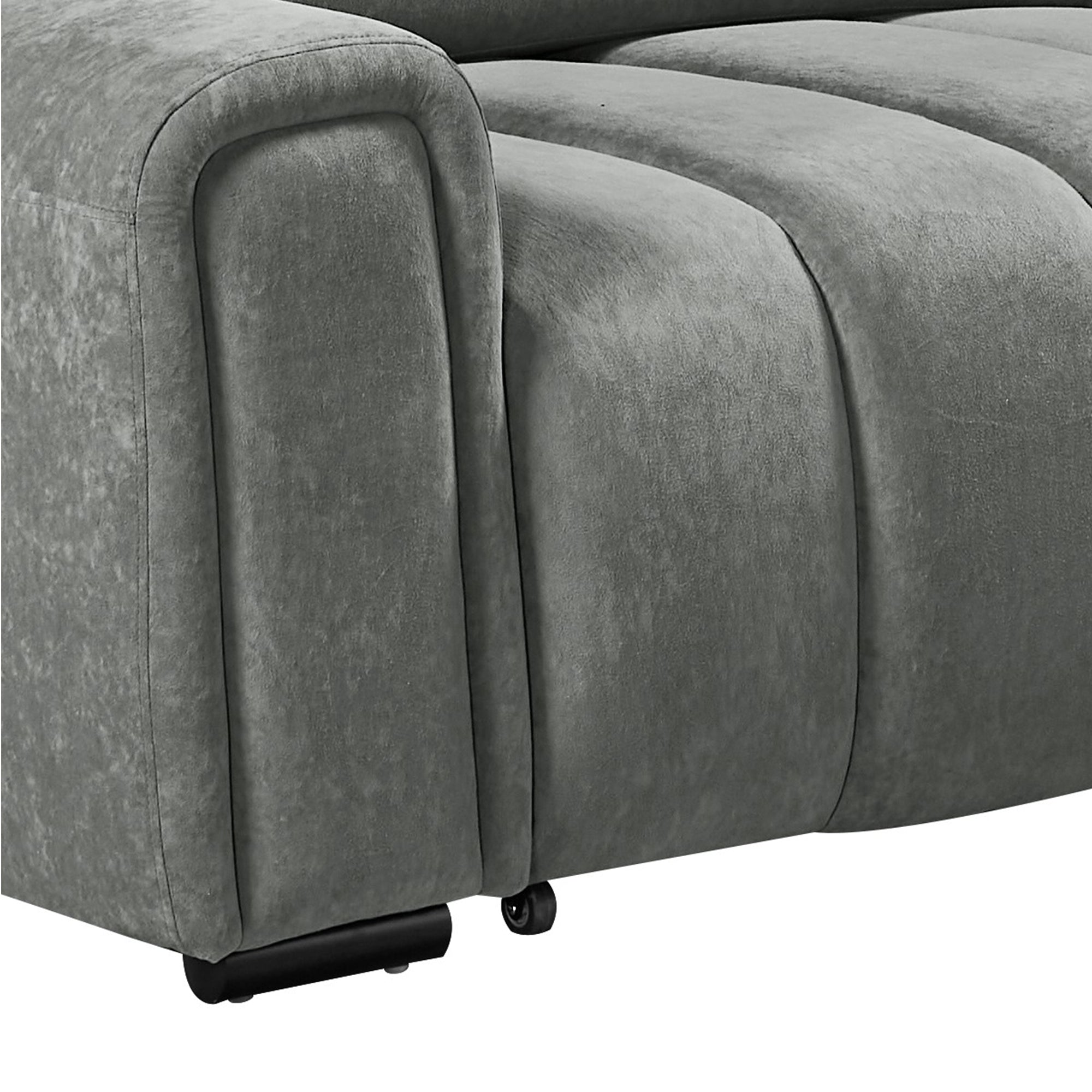 Molly Electric Reclining 3 Seater Sofa in Soft Brushed Suede Effect Grey- bottom view 2 (15376316629370)