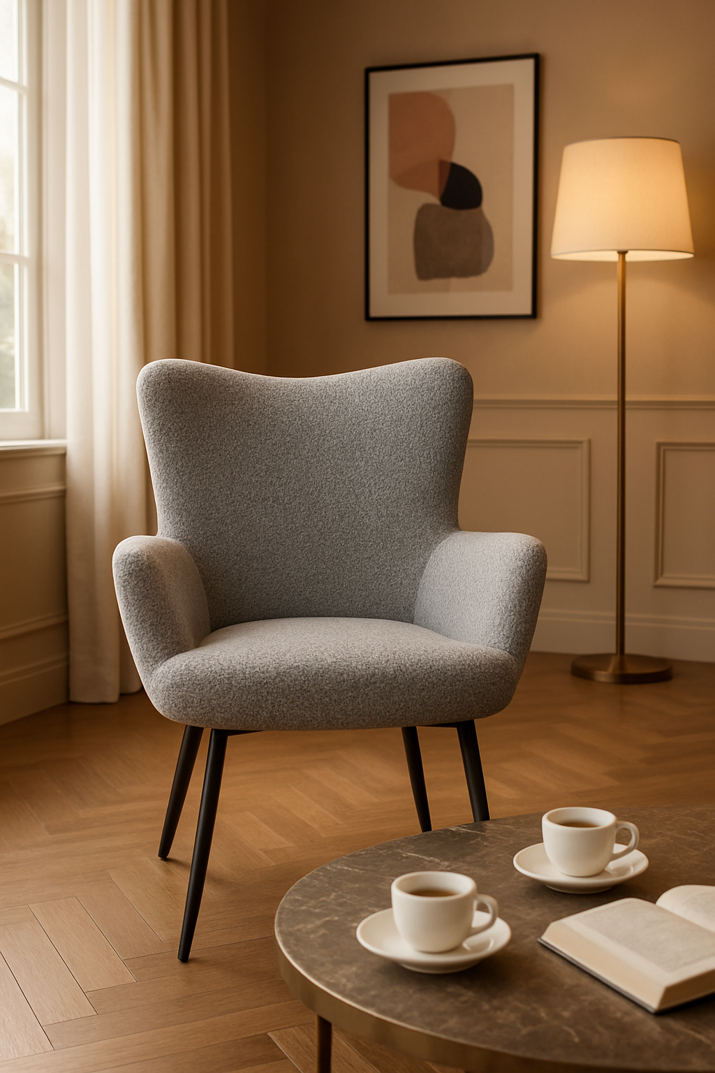 Monaco Textured Chenille Effect Grey Armchair (7019401642048)