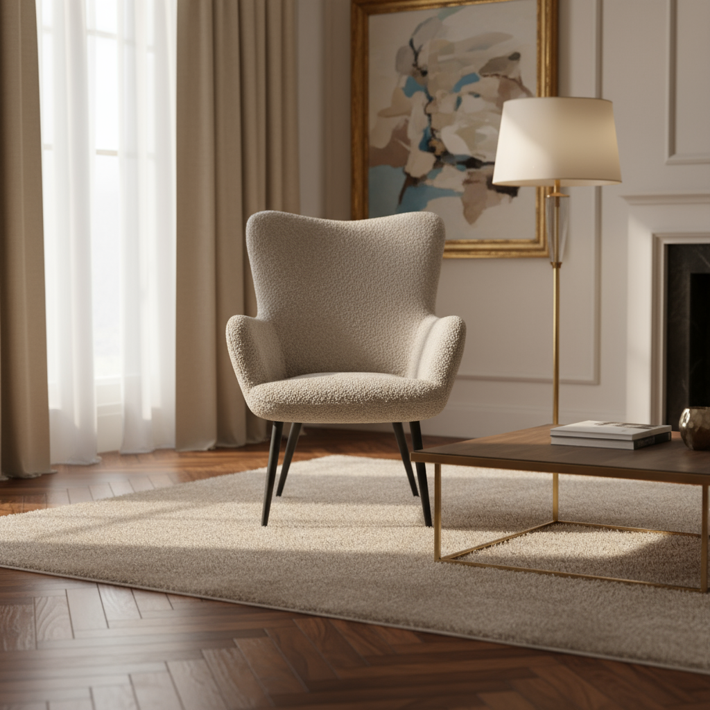 Monaco Textured Chenille Effect Mink Armchair (7019401674816)