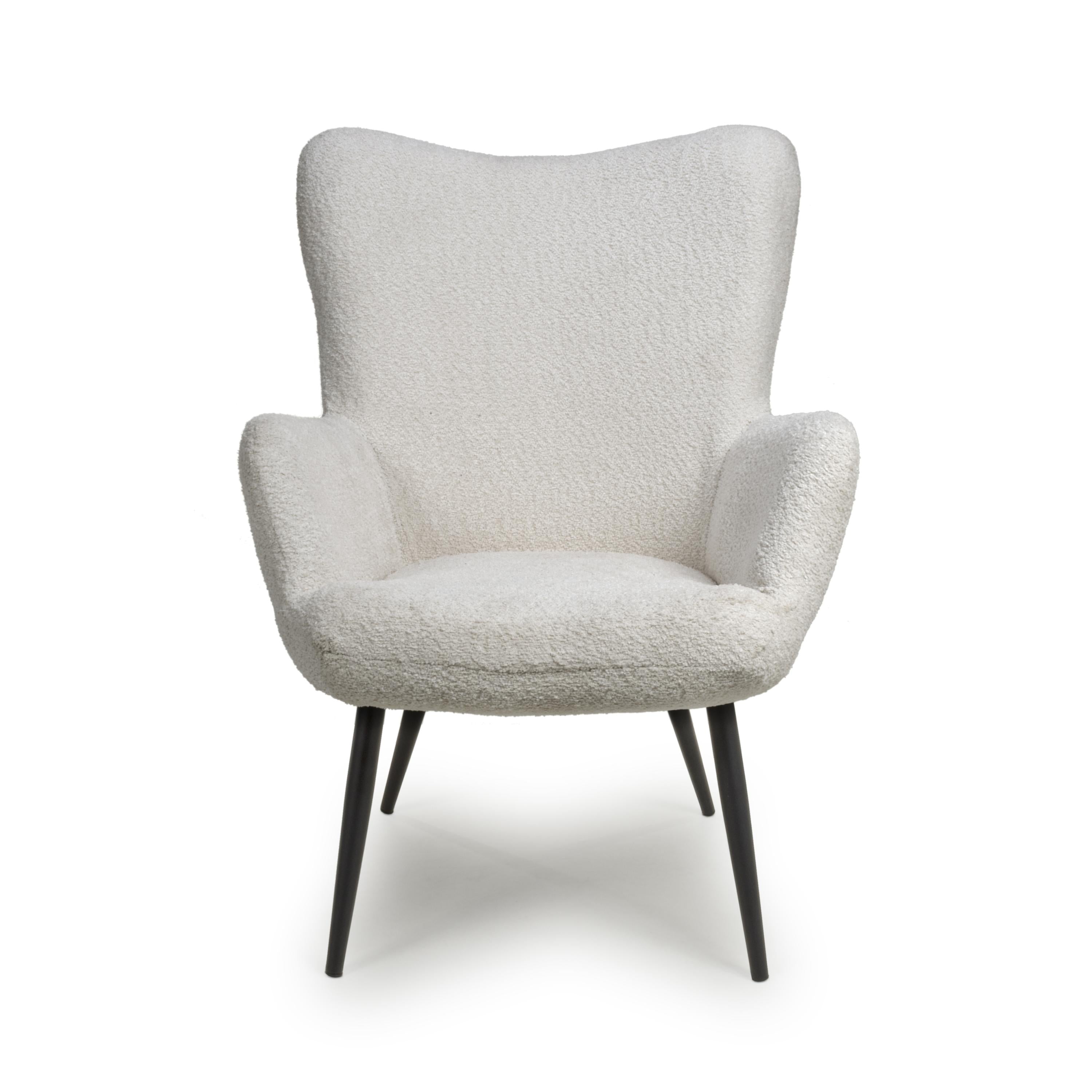 Monaco Textured Chenille Effect White Armchair - front view (7019401707584)