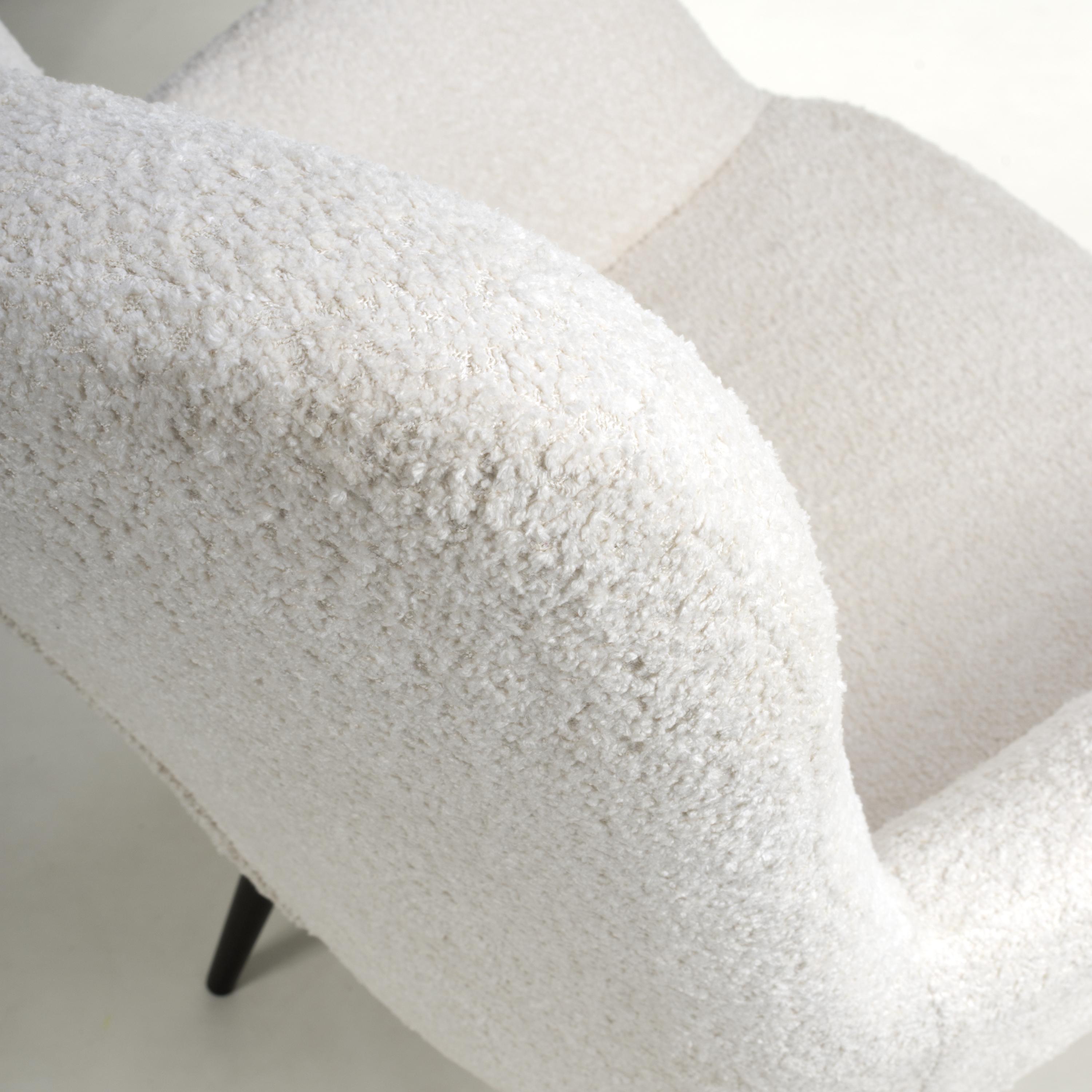 Monaco Textured Chenille Effect White Armchair - top view (7019401707584)