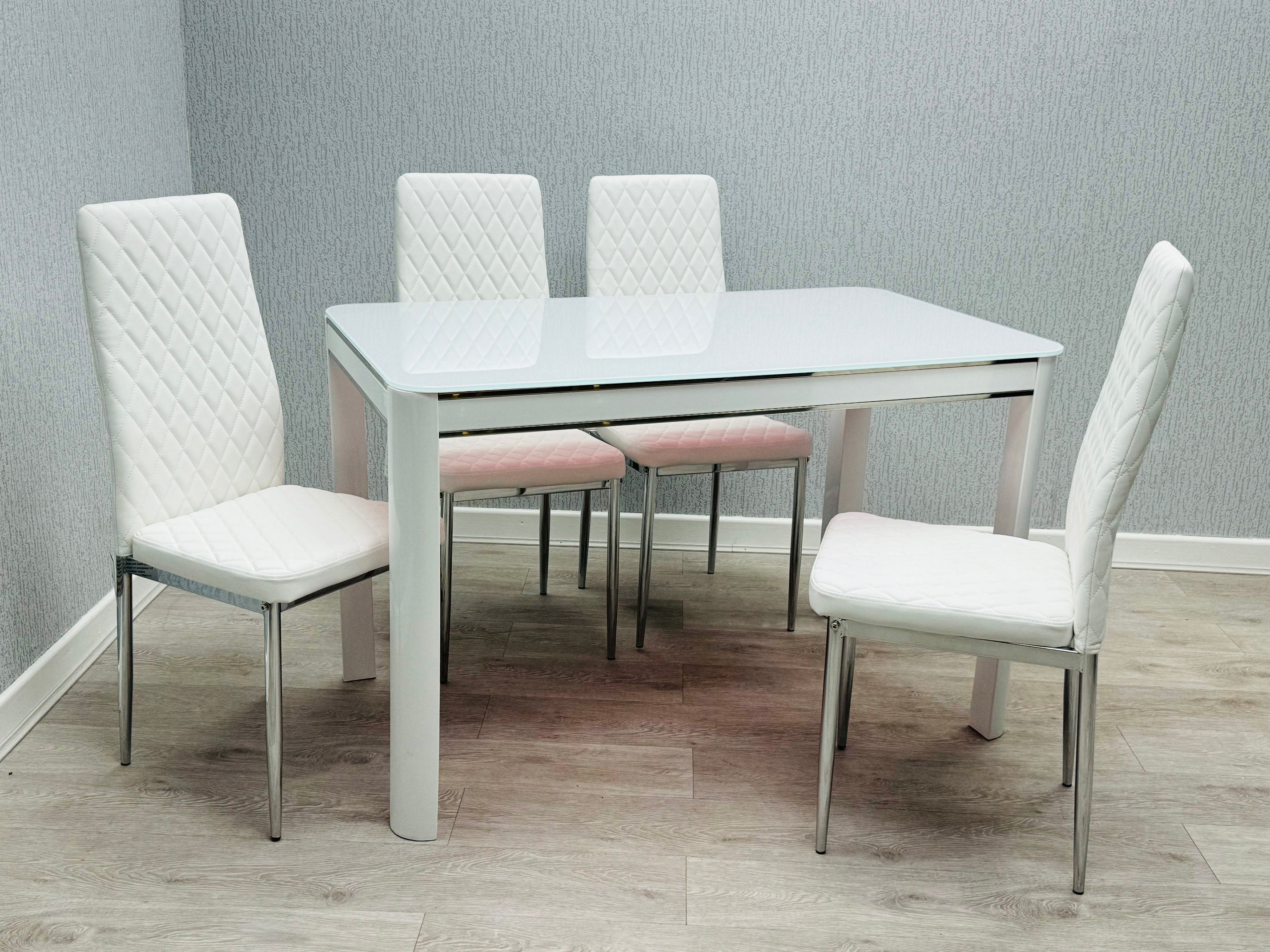 Morano White Dining Set with 4 Carlo White,1 (15294078812538)