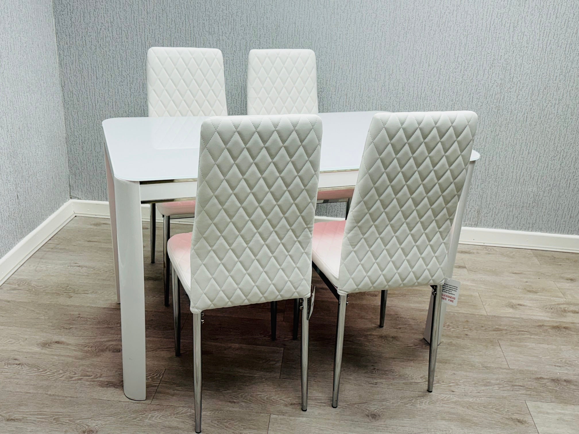 Morano White Dining Set with 4 Carlo White,2 (15294078812538)