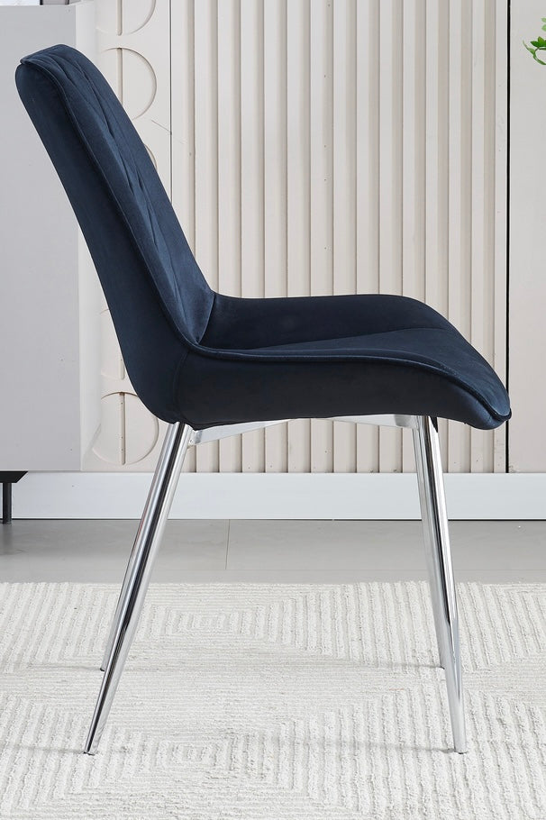 Mortiz Black Plush Velvet Fabric Dining Chair,2 (15301472616826)