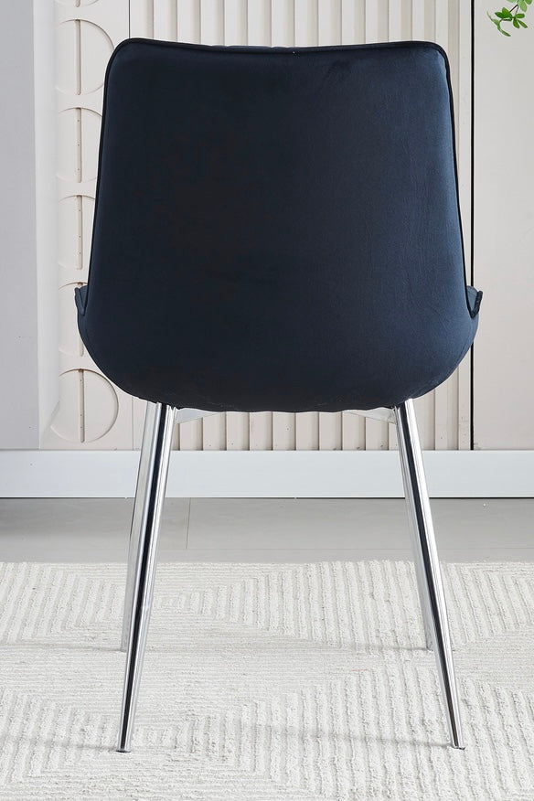 Mortiz Black Plush Velvet Fabric Dining Chair,3 (15301472616826)