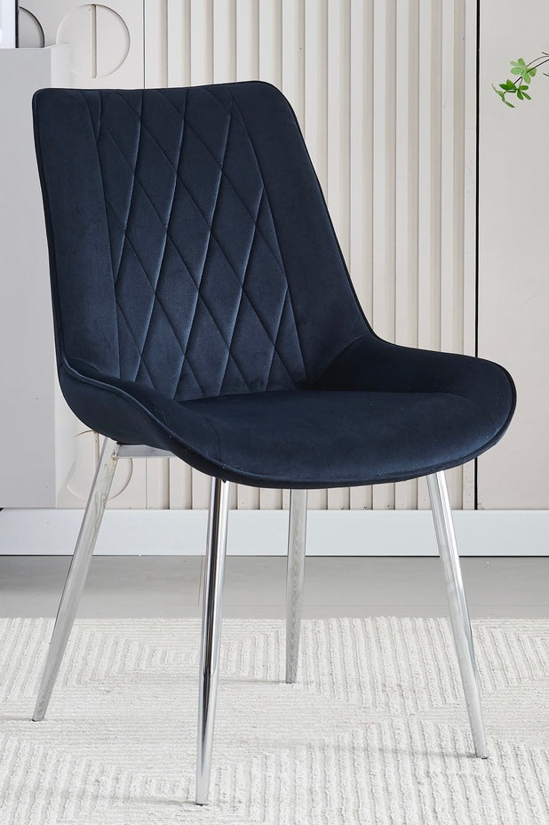 Mortiz Black Plush Velvet Fabric Dining Chair,4 (15301472616826)