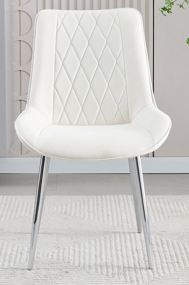 Mortiz Cream Plush Velvet Fabric Dining Chair,1 (15294083432826)