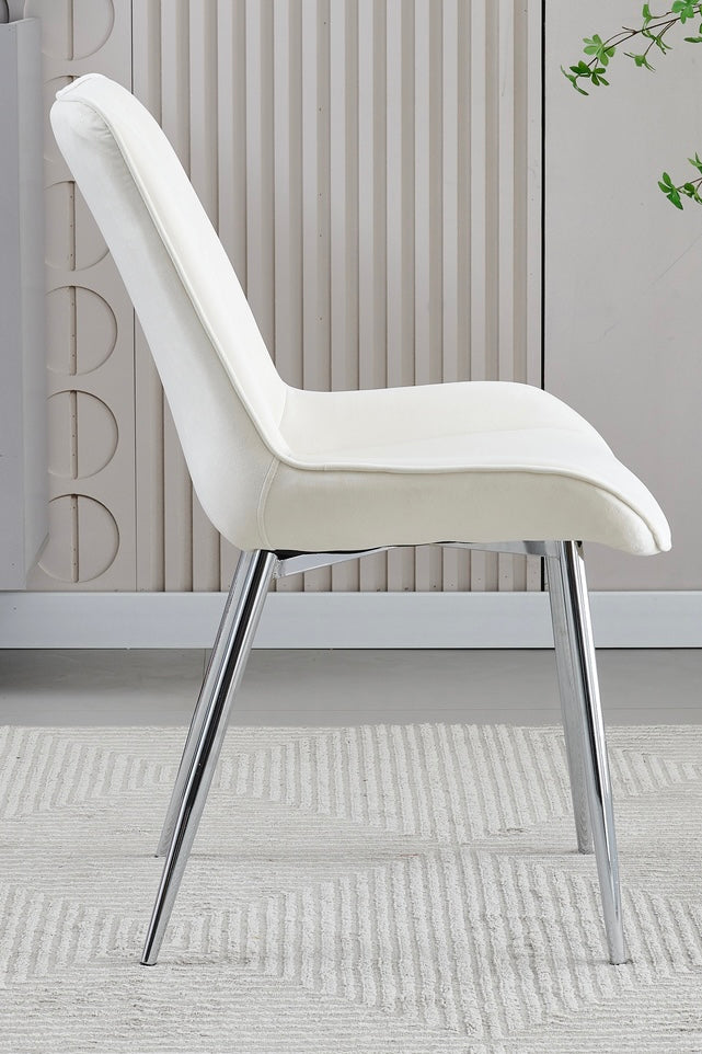 Mortiz Cream Plush Velvet Fabric Dining Chair,2 (15294083432826)