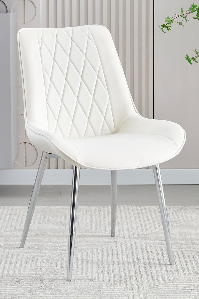 Mortiz Cream Plush Velvet Fabric Dining Chair,4 (15294083432826)