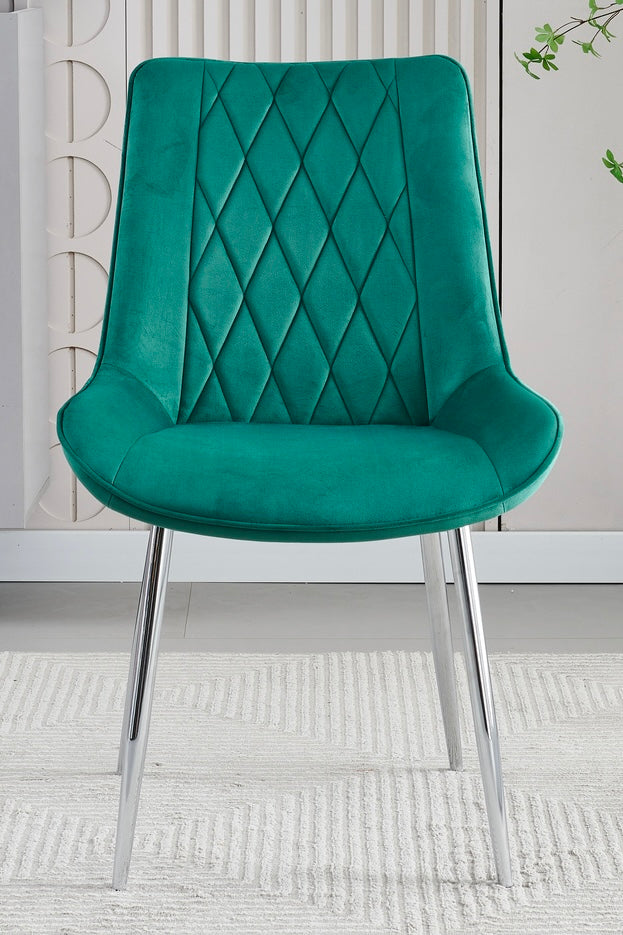 Mortiz Green Plush Velvet Fabric Dining Chair,1 (15294083400058)