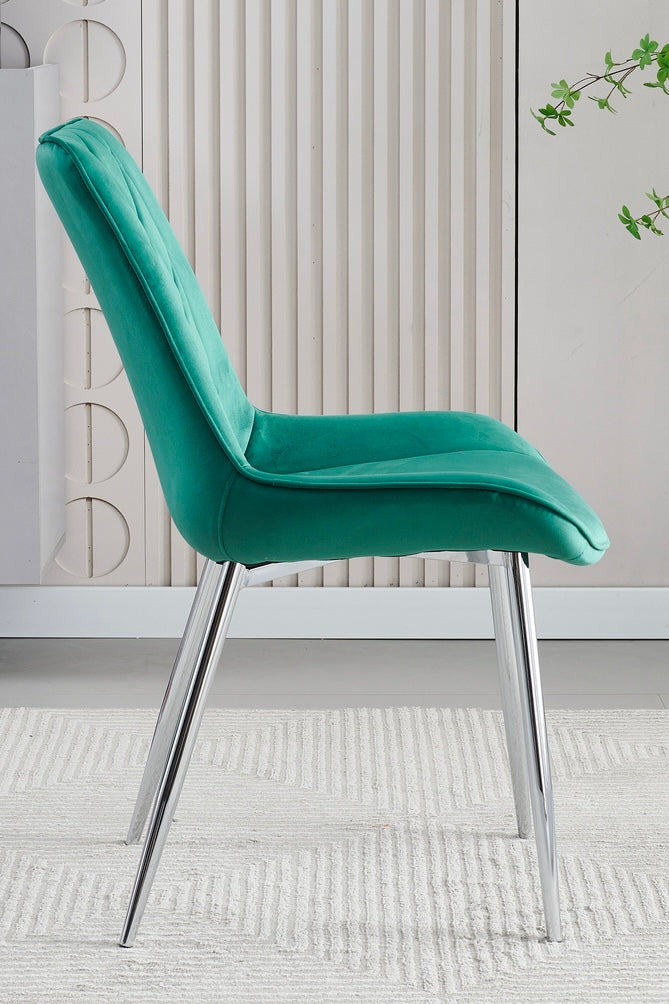 Mortiz Green Plush Velvet Fabric Dining Chair,2 (15294083400058)