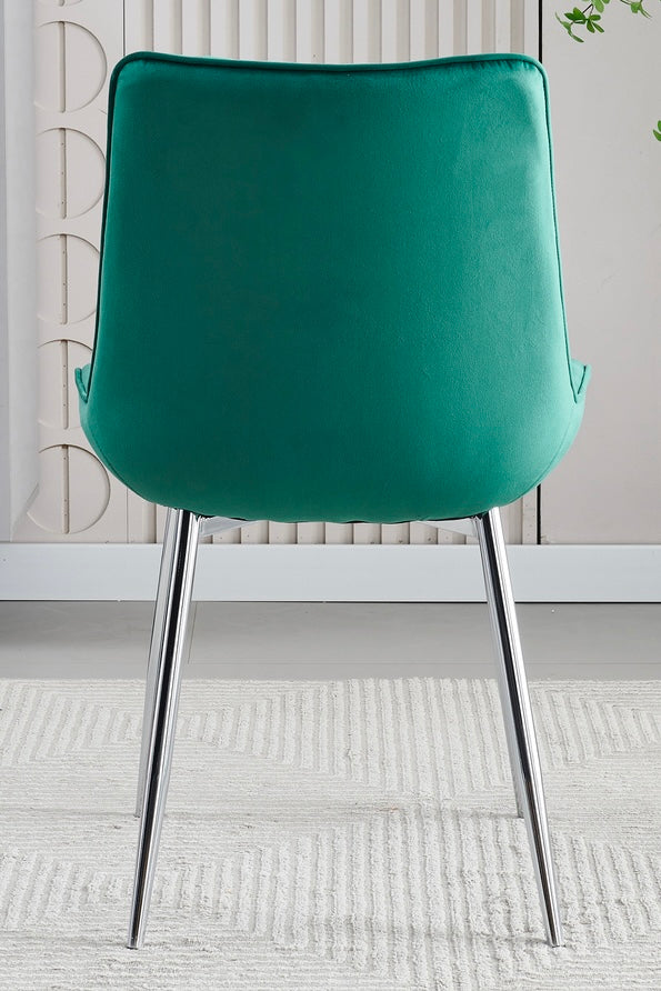 Mortiz Green Plush Velvet Fabric Dining Chair,3 (15294083400058)