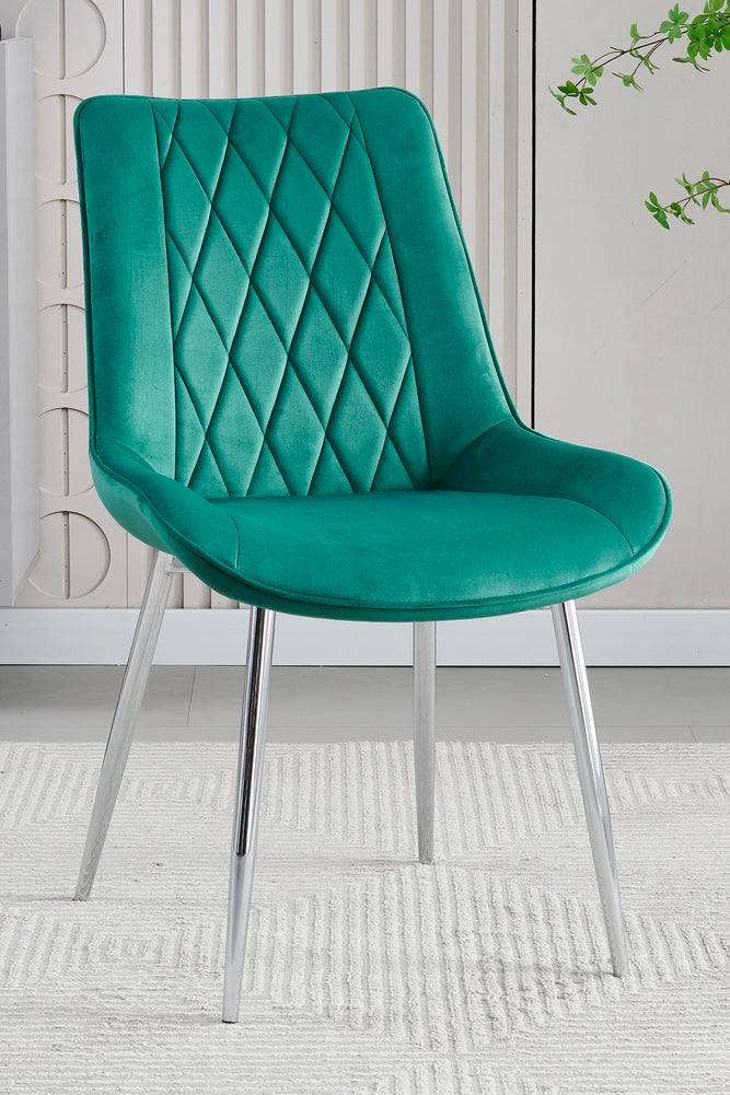 Mortiz Green Plush Velvet Fabric Dining Chair,4 (15294083400058)