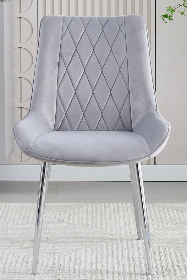 Mortiz Grey Plush Velvet Fabric Dining Chair,1 (15294083334522)