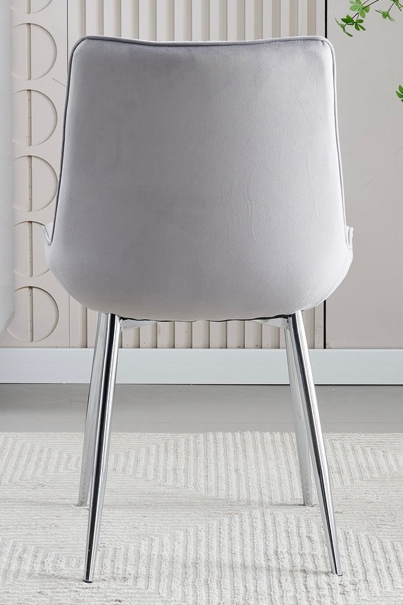 Mortiz Grey Plush Velvet Fabric Dining Chair,2 (15294083334522)