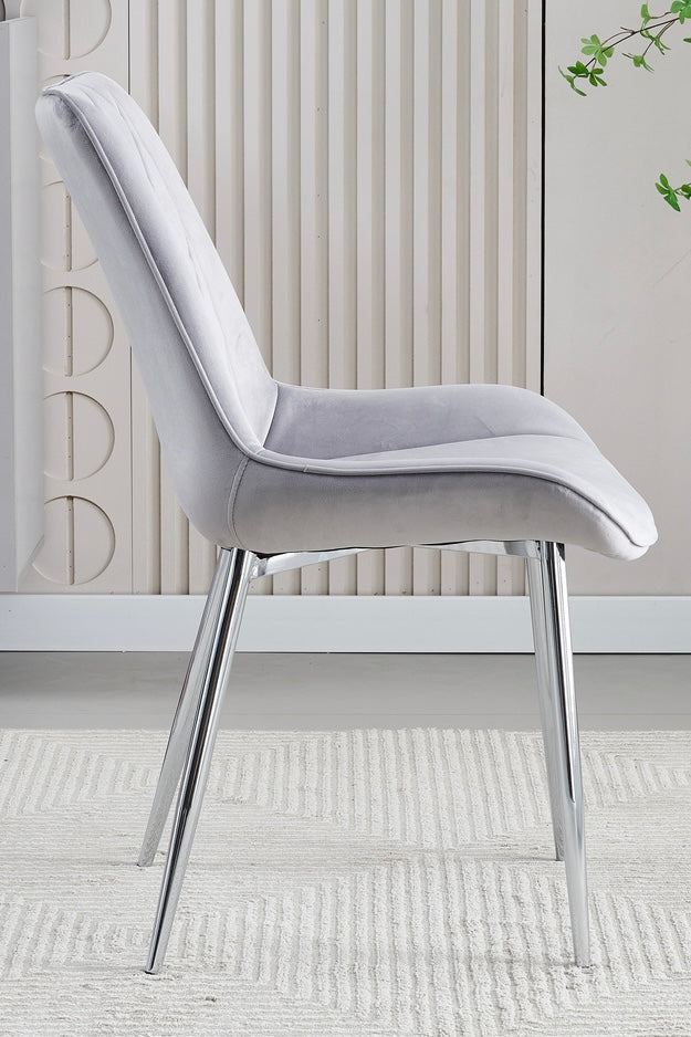Mortiz Grey Plush Velvet Fabric Dining Chair3 (15294083334522)