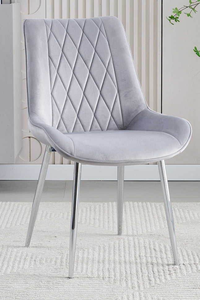 Mortiz Grey Plush Velvet Fabric Dining Chair,4 (15294083334522)