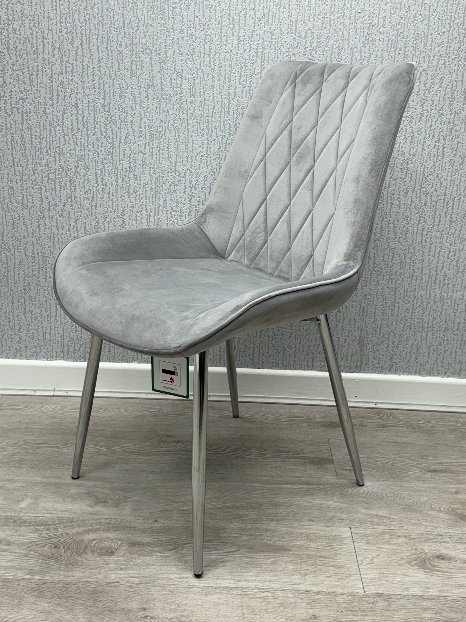 Mortiz Grey Plush Velvet Fabric Dining Chair,5 (15294083334522)