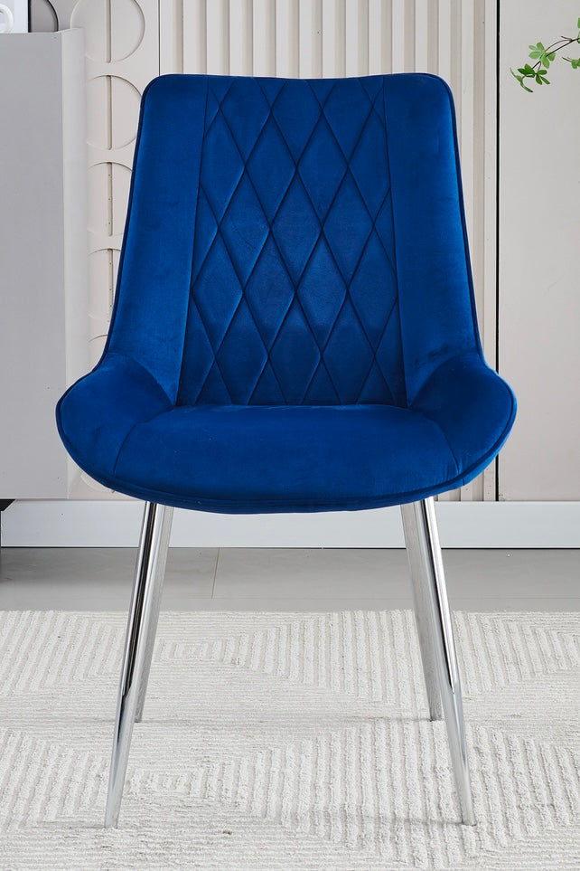 Mortiz Navy Plush Velvet Fabric Dining Chair,1 (15294083367290)