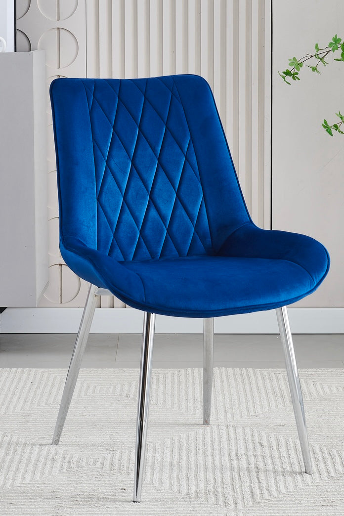 Mortiz Navy Plush Velvet Fabric Dining Chair,4 (15294083367290)