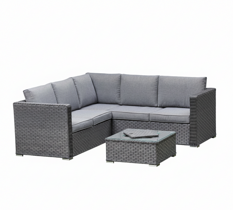 Nova Rattan Corner Sofa Set with Ice Bucket Grey