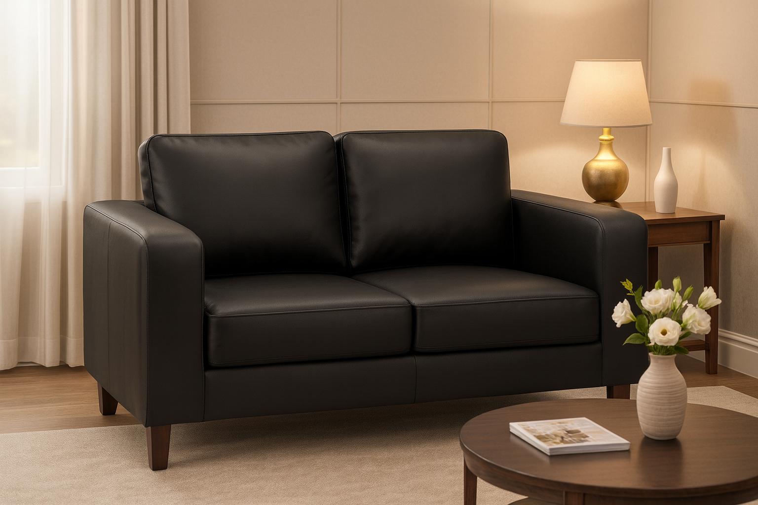 Nova Sofa Black 2 Seater (7023066349632)
