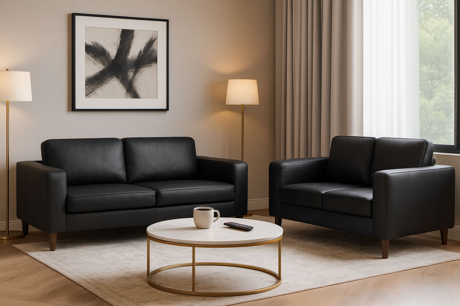 Nova Sofa Black 3+2 Set (7023068577856)