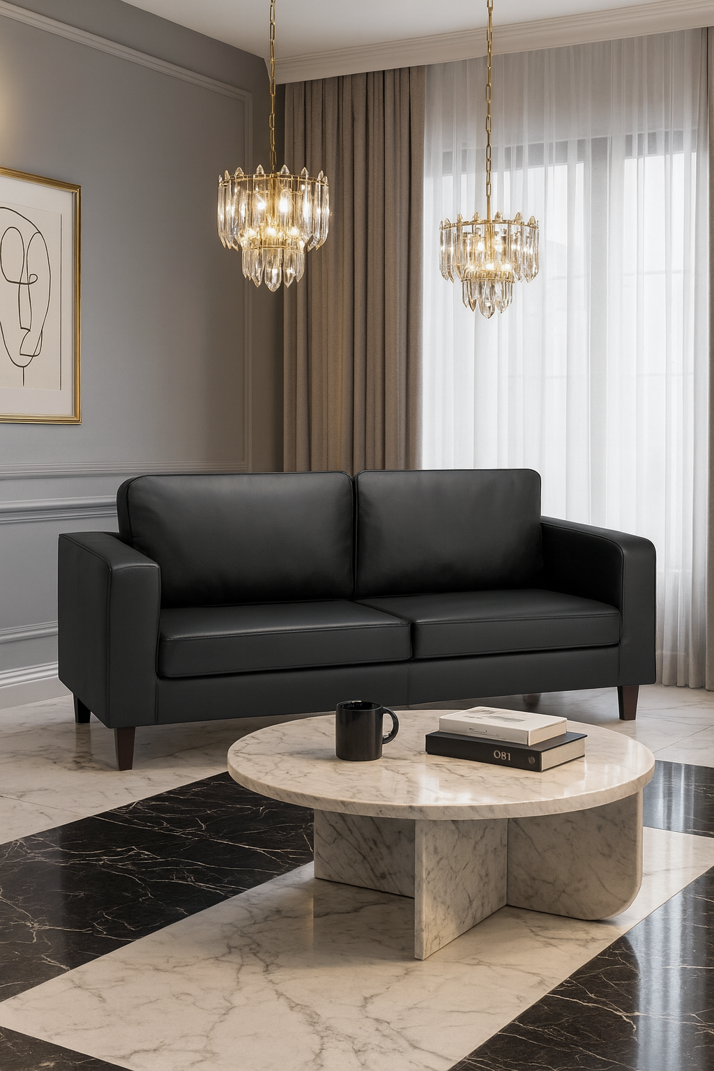 Nova Sofa Black 3 Seater (7023067463744)