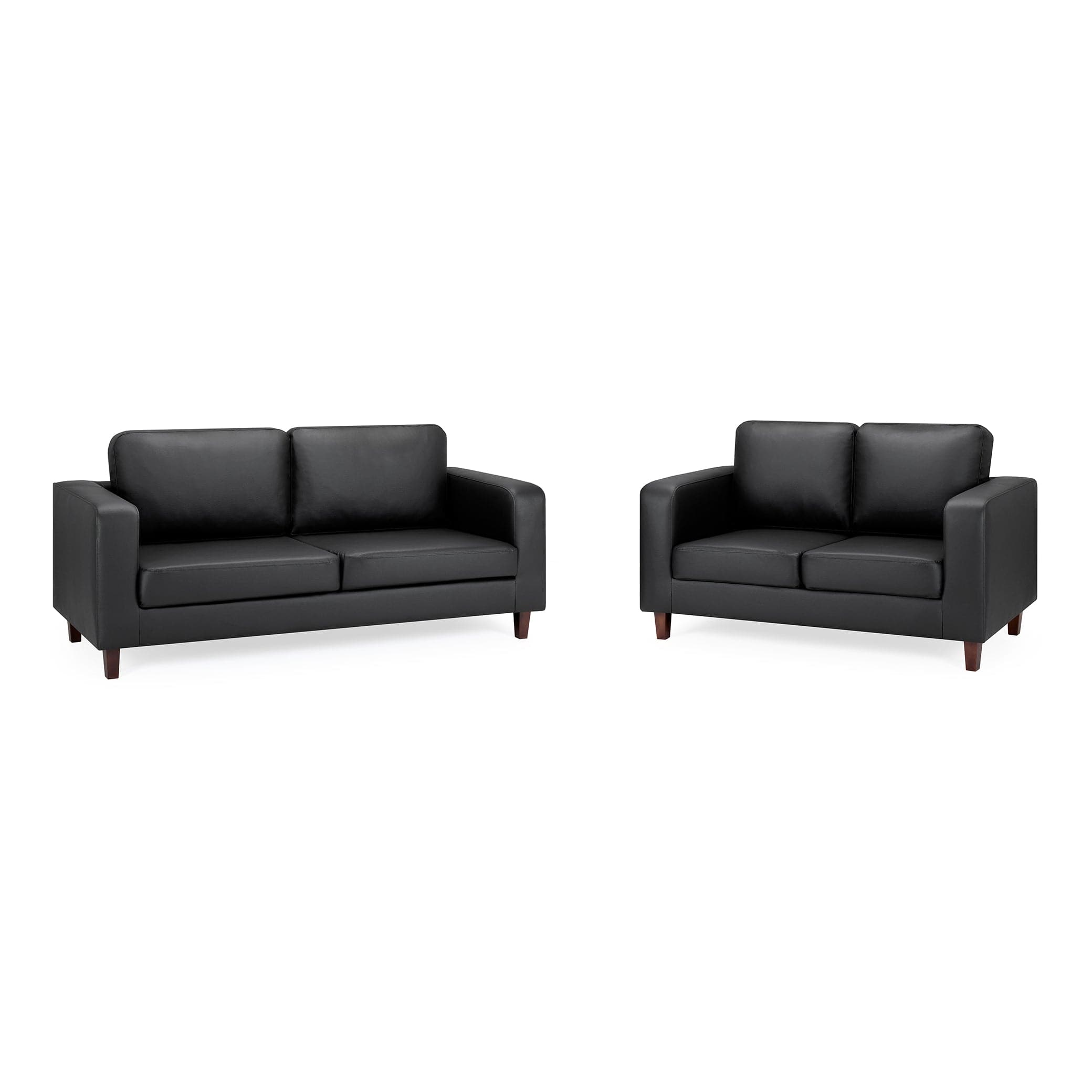 Nova Sofa Black Three Plus Two Set - front view (7023068577856)