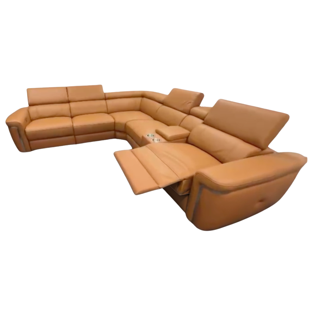 Summer Electric Reclining Corner Sofa in Tan - AMC Furniture